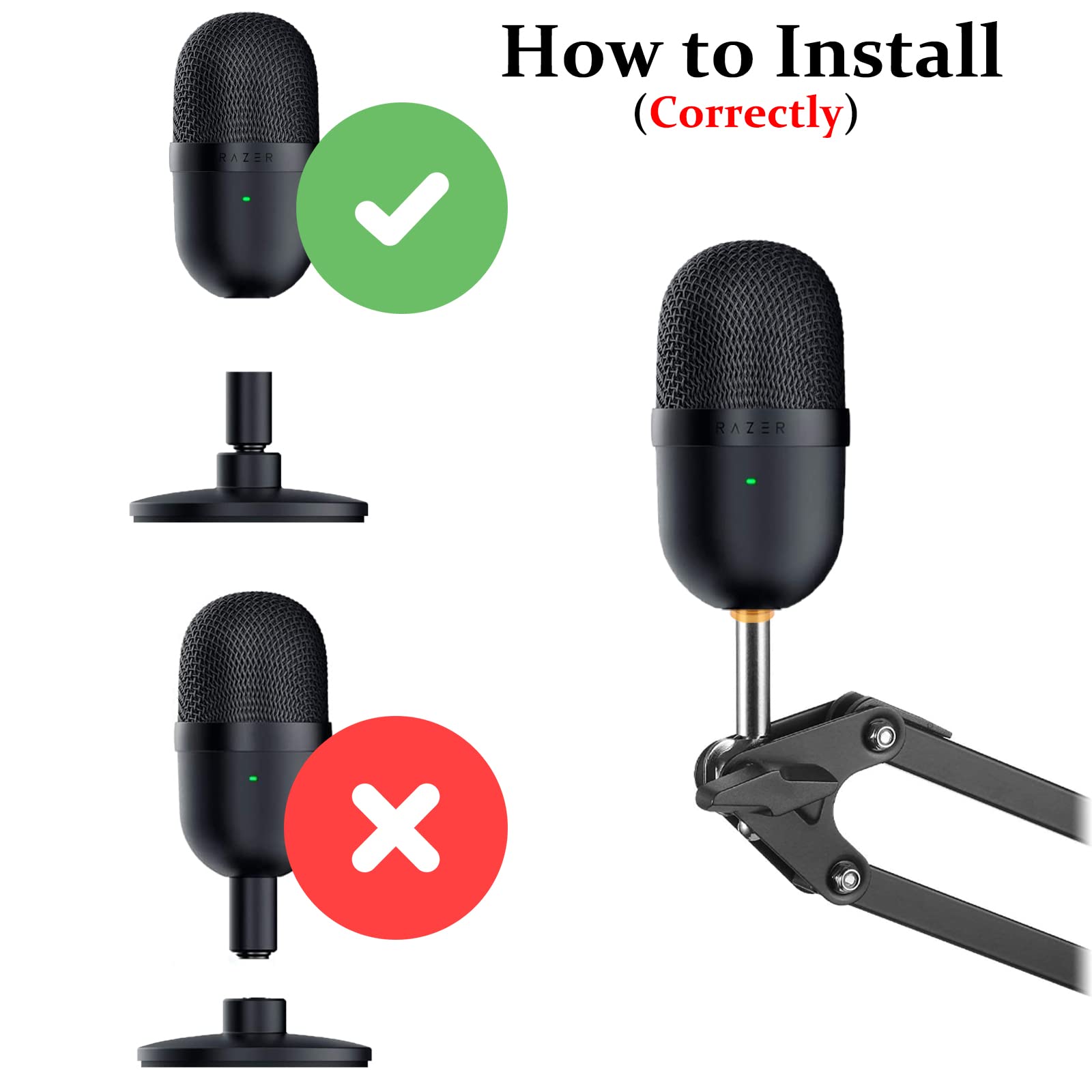 For Razer Seiren Mini Mic Boom Arm, Mic Desk Stand Compatible With Razer Seiren Mini, Microphone Boom Arm For Gaming, Home And O