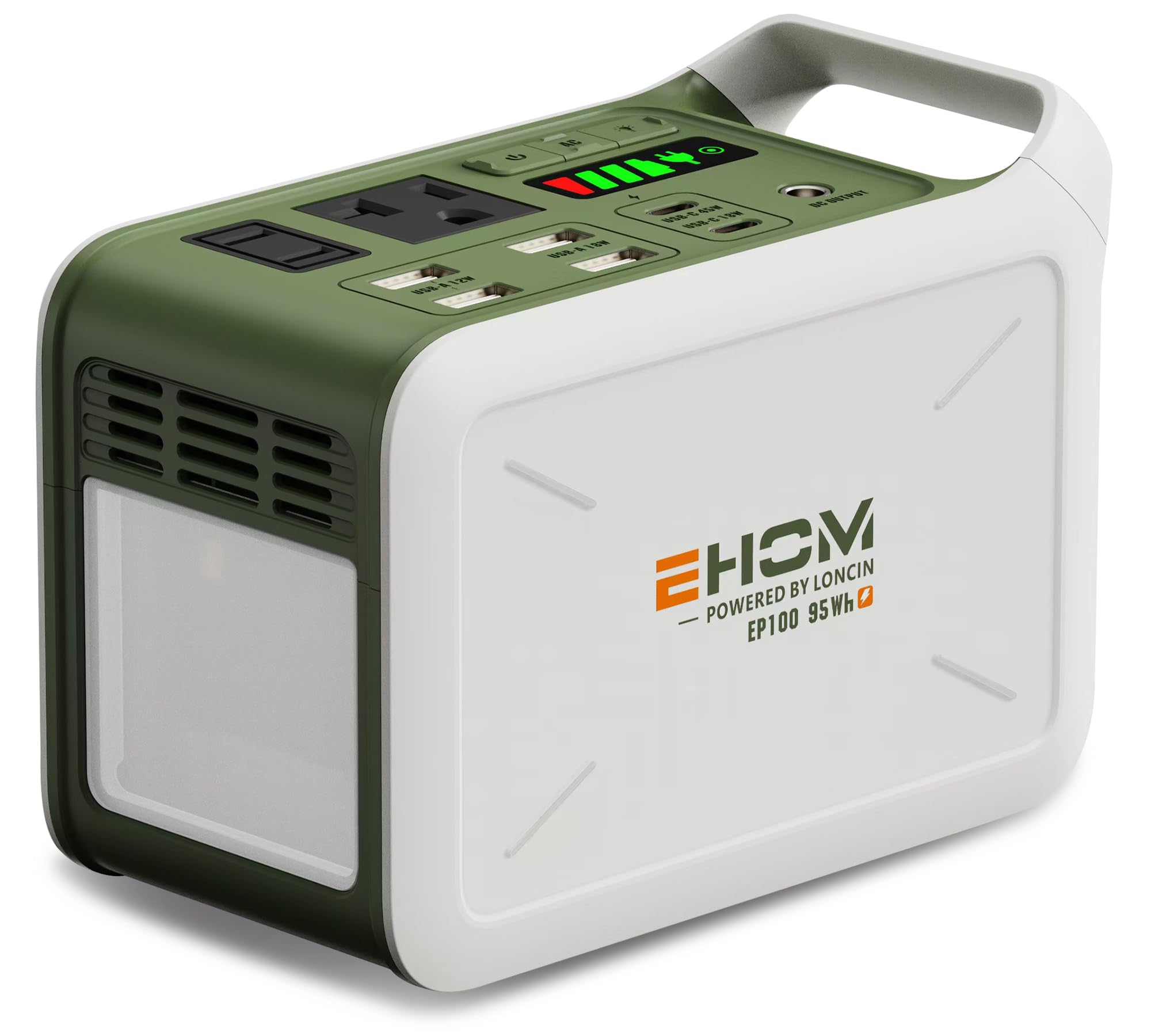 EHOM Portable Power Station 95Wh, 100W (Peak 120W), EP100-2 Camping Lithium Battery Solar Generator with 120V Pure Sine Wave AC/