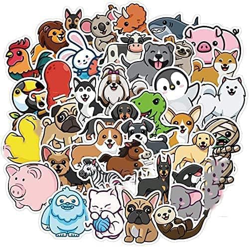 50 Pack Cute Animal Stickers Laptop Water Bottles Hydroflasks Phone Guitar Skateboard Computer Cartoon Pig Cat Dog Elephant Stic