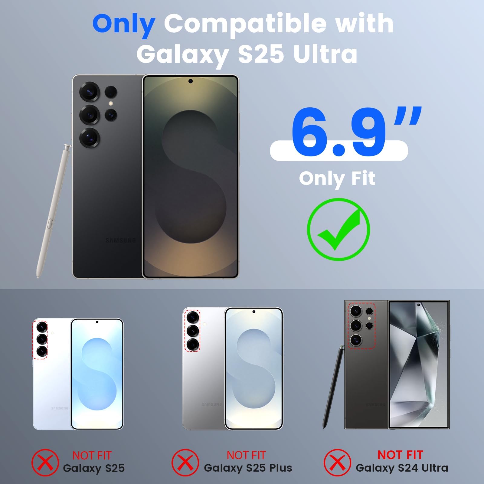 Vego For Samsung Galaxy S25 Ultra Case With Slide Camera Cover & Kickstand, Compatible With Magnetic Car Mount Holder Hard Shell