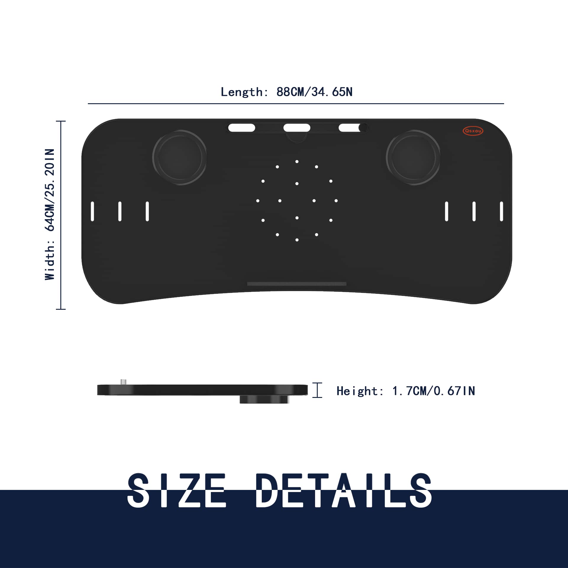 Qsxou Treadmill Desk Attachment, 36 Inches Tread Tray Workstation Handlebars Platform With Laptop Holder, Cup Tablet Holder, Erg