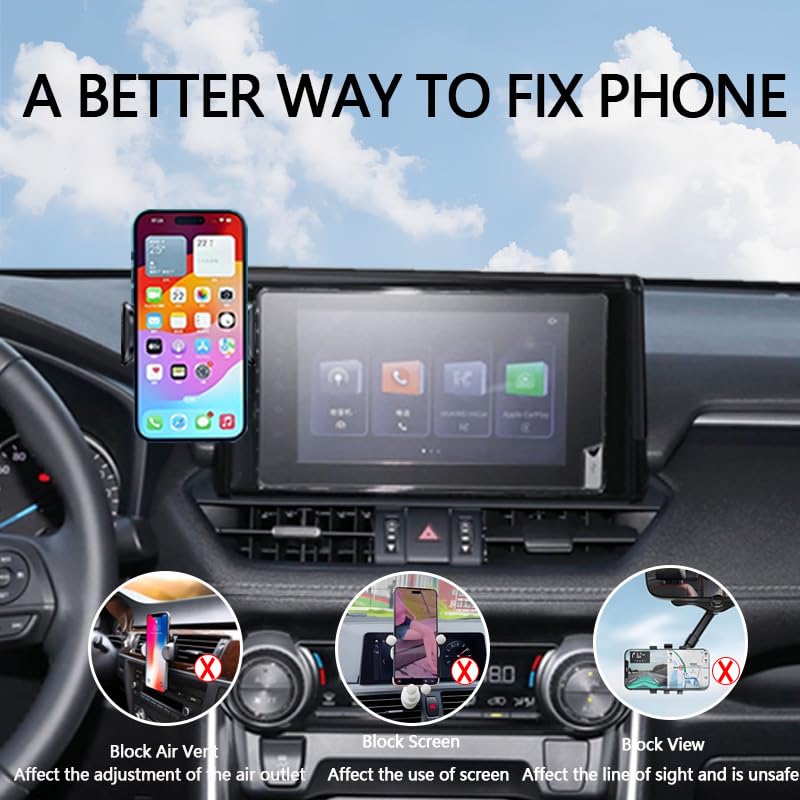 Juborre Car Phone Holder For 2019-2025 Toyota Rav4 Accessories,Phone Mount For Rav4 With 8-Inch Screen,Hands-Free Dash Mount Cel