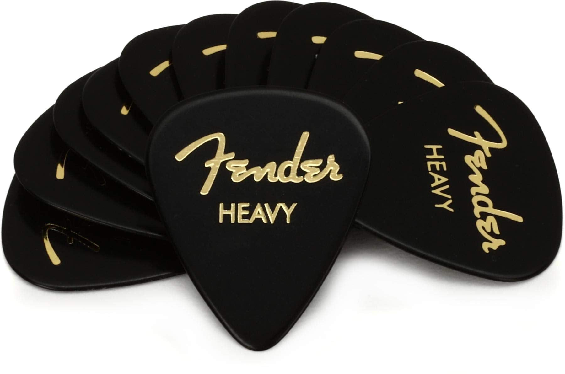 Fender Classic Celluloid Guitar Picks 351 Shape, Black, Heavy, 12 Pack