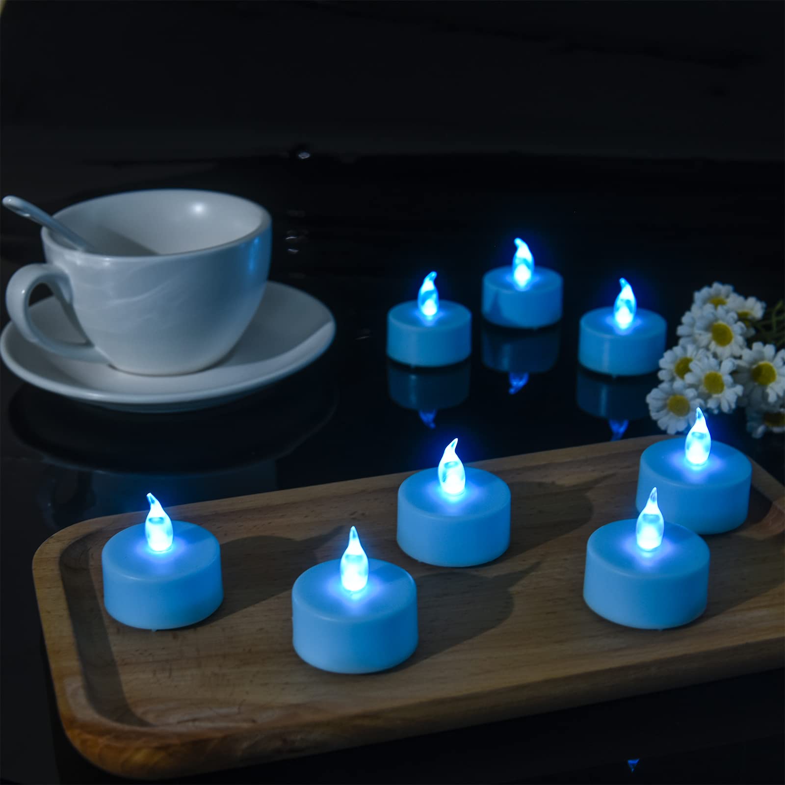 Battery Operated Tea Lights Candles Led Flameless Flickering Votive Electric Candle Lamp Long Lasting 200 Hours,24 Pack Realisti