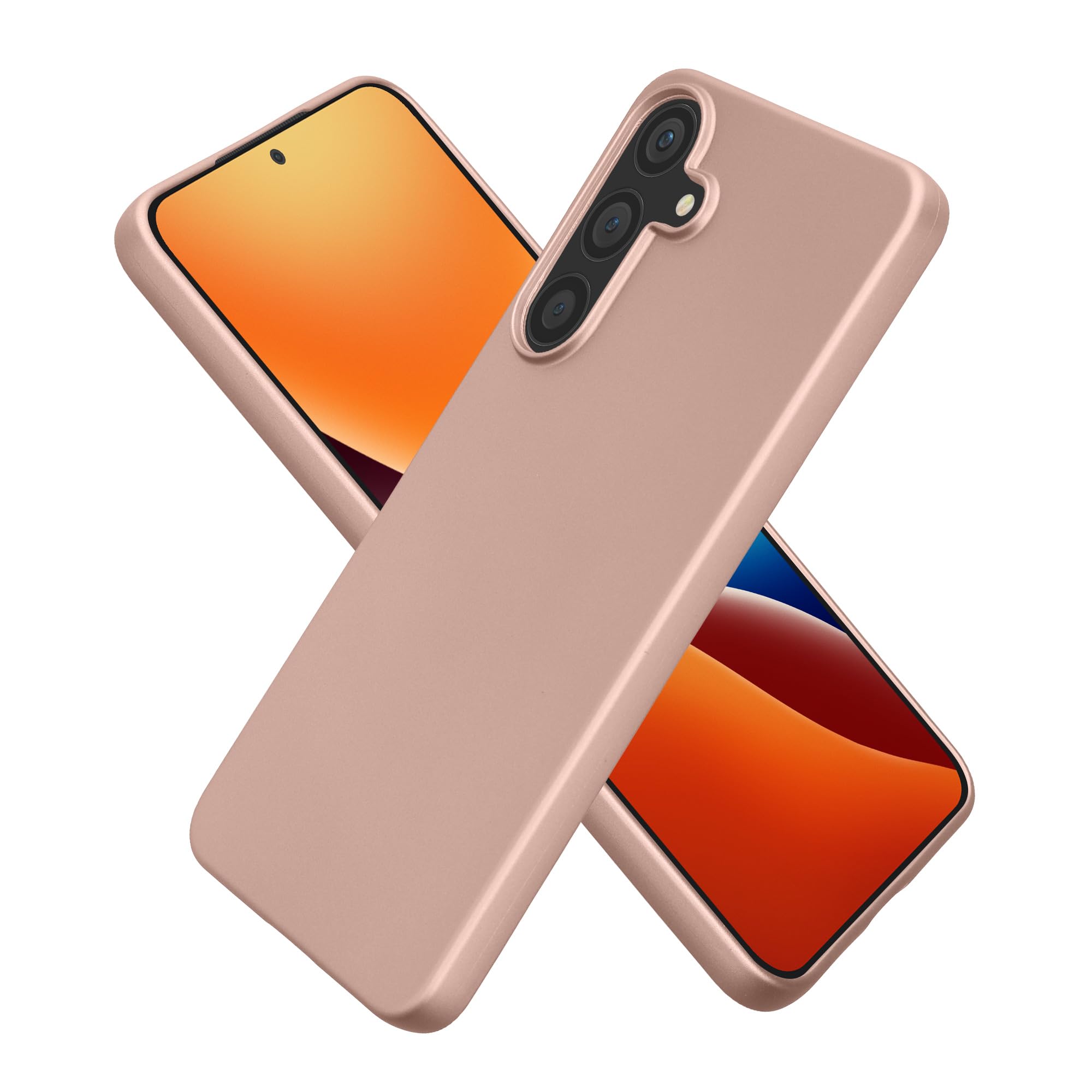 kwmobile Case Compatible with Samsung Galaxy S25 FE Case - Soft Slim Metallic TPU Silicone Cover - Metallic Rose Gold