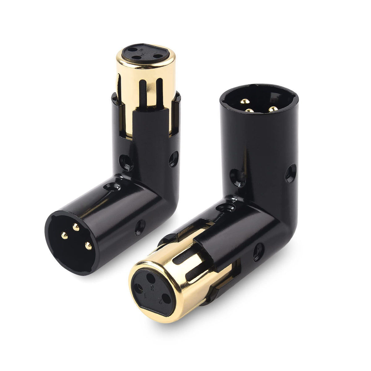 Cable Matters 2 Pack Adjustable Male To Female Right Angle Xlr Adapter In Black (Xlr 90 Degree Adapter)