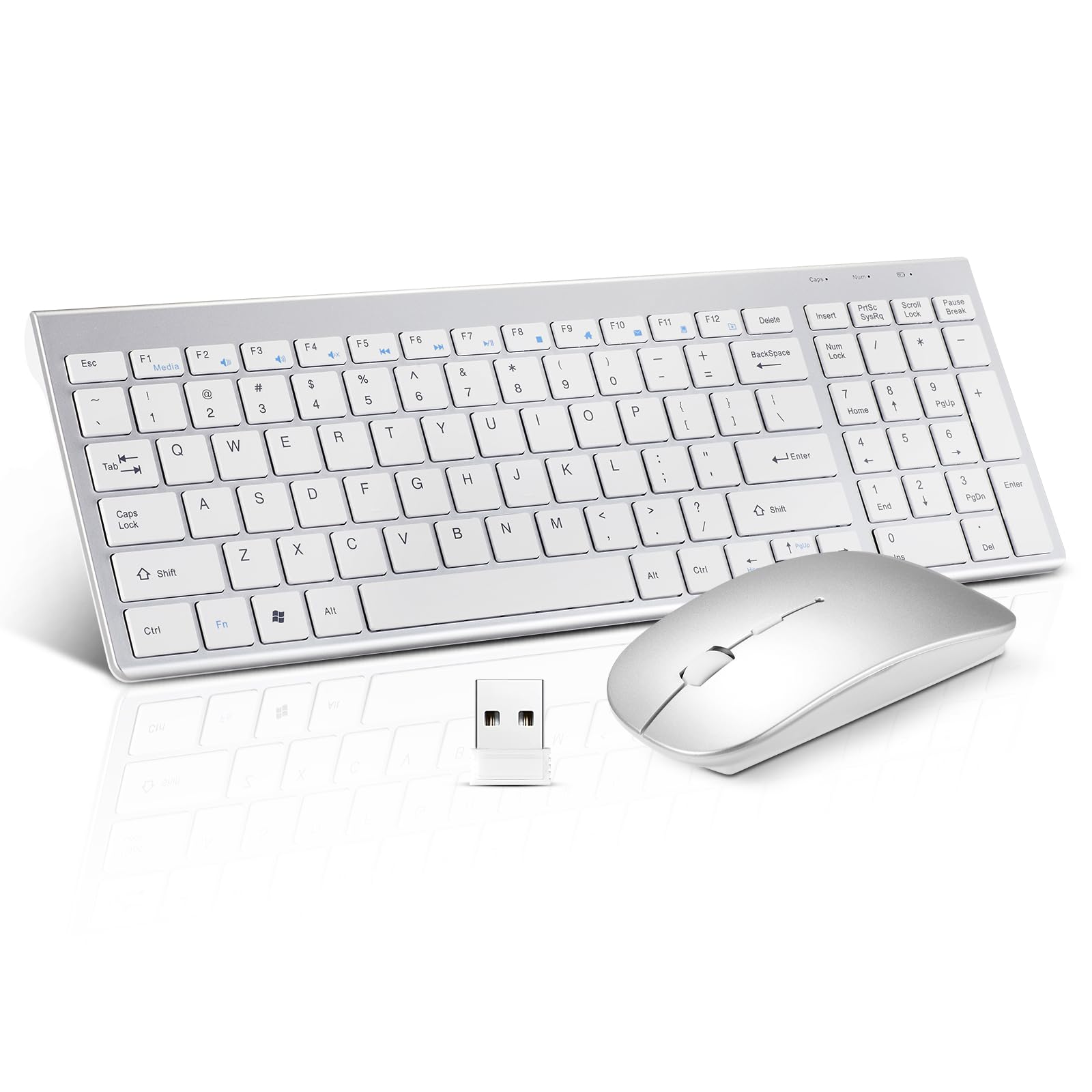 Wireless Keyboard and Mouse Combo, Compact Quiet Wireless Keyboard and Mouse Set 2.4G UltraThin Sleek Design for Windows, Compu