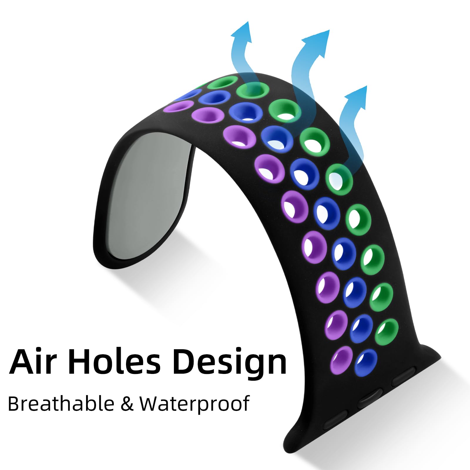 Sport Band Compatible With Apple Watch 38Mm 40Mm 41Mm 42Mm 44Mm 45Mm 46Mm 49Mm For Women Men, Breathable Soft Silicone Replaceme