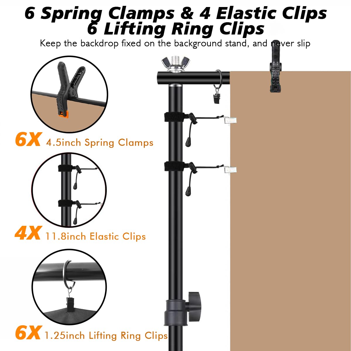 Photo Backdrop Stand Kit, Backdrop Stand For Parties 6.5X10Ft Adjustable Studio Photo & Video Support System Background Support Stand With Sandbag For Photography, Birthday, Portrait, Wedding