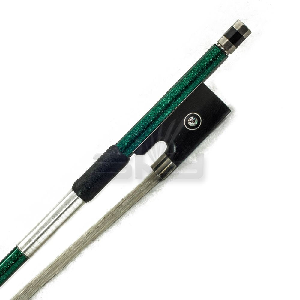 Paititi 4/4 Violin Bow Satin Carbon Fiber Round Stick Mongolian Horsehair Silver Wrap With Double Eye Fully Line Abalone Inlay G