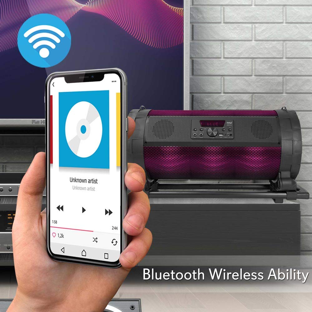 Pyle Portable Bluetooth Boombox Stereo System - 600 W Digital Outdoor Wireless Loud Speaker W/Led Lights, Fm Radio, Mp3 Player,