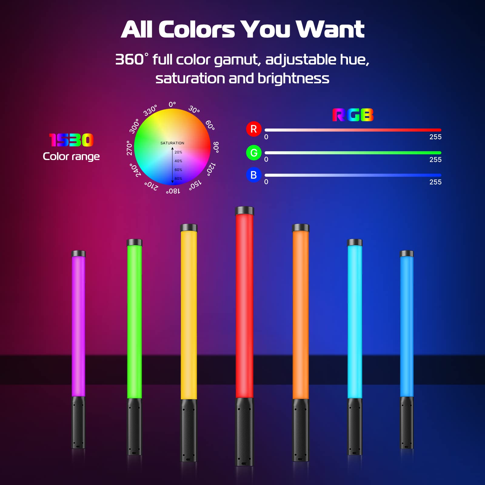 Ulanzi Vl119 Rgb Led Light Wand, 360Rgb Video Wand Stick For Photography, 2600Mah Built In Rechargable Cube Light, 2500 9000K Di