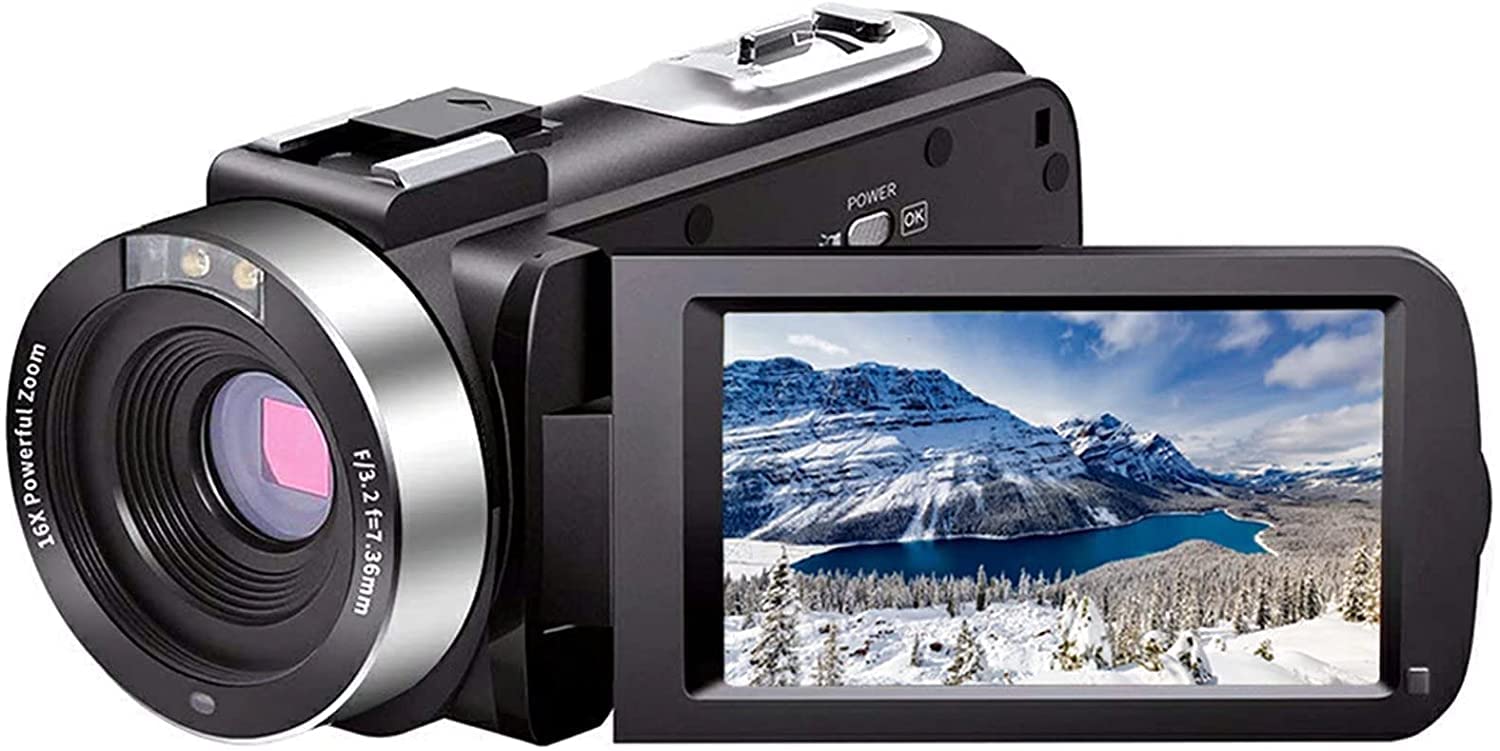 Video Camera Camcorder Full Hd 1080P 30Fps 24.0 Mp Ir Night Vision Vlogging Camera Recorder 3.0 Inch Ips Screen 16X Zoom Camcorders Camera Remote Control With 2 Batteries