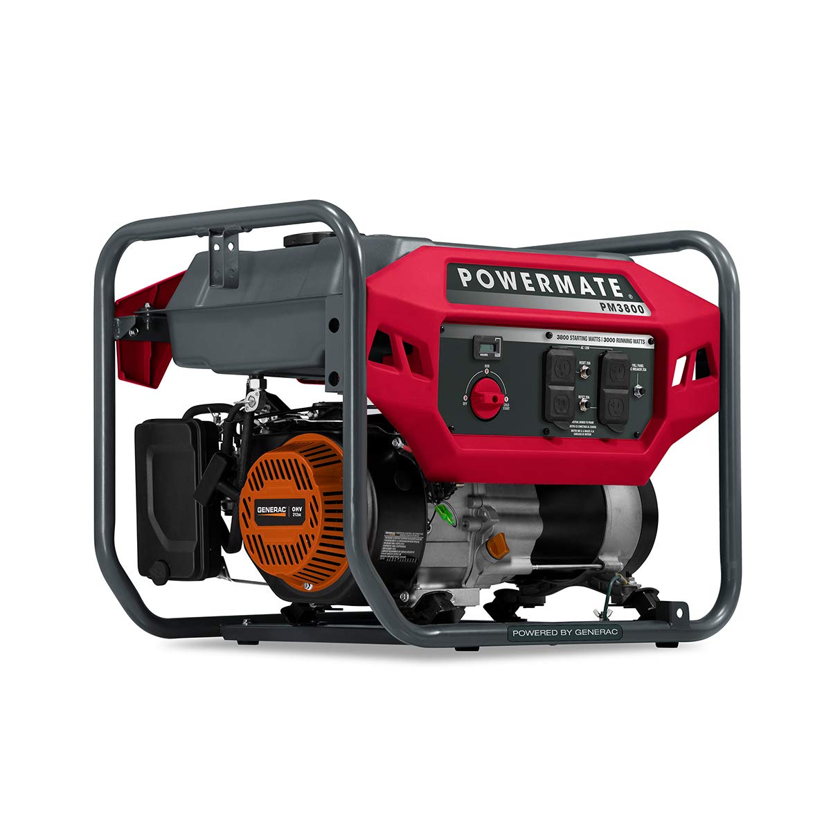 Powermate Pm3800 3,800 Watt Gas Powered Portable Open Frame Generator   Ultra Quiet Performance   Ideal For Home, Camping, Rv An