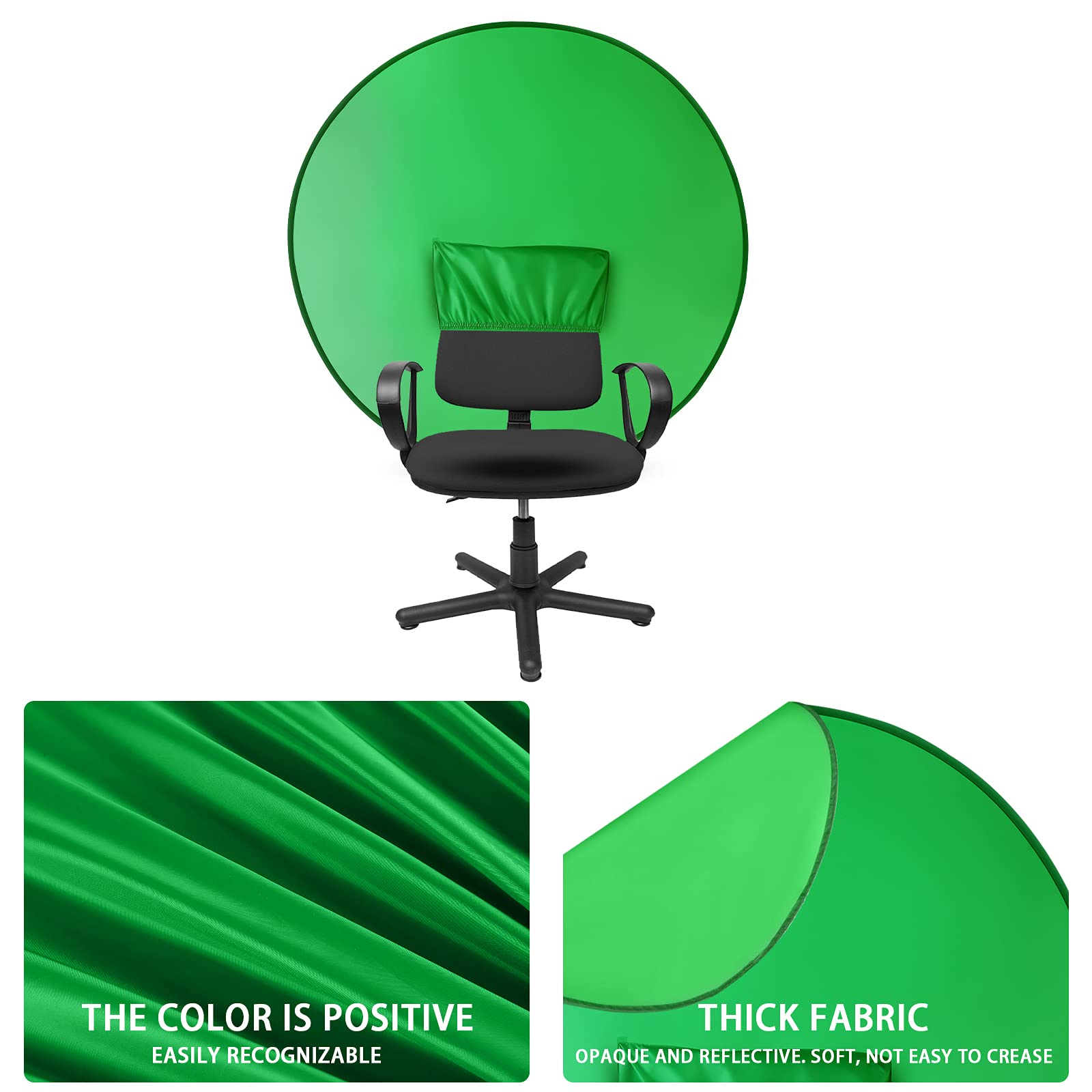 Coosbonfik Portable Green Screen Backdrop (56''), Collapsible Webcam Background, Green Screen For Chair, Chroma Key Green, For H