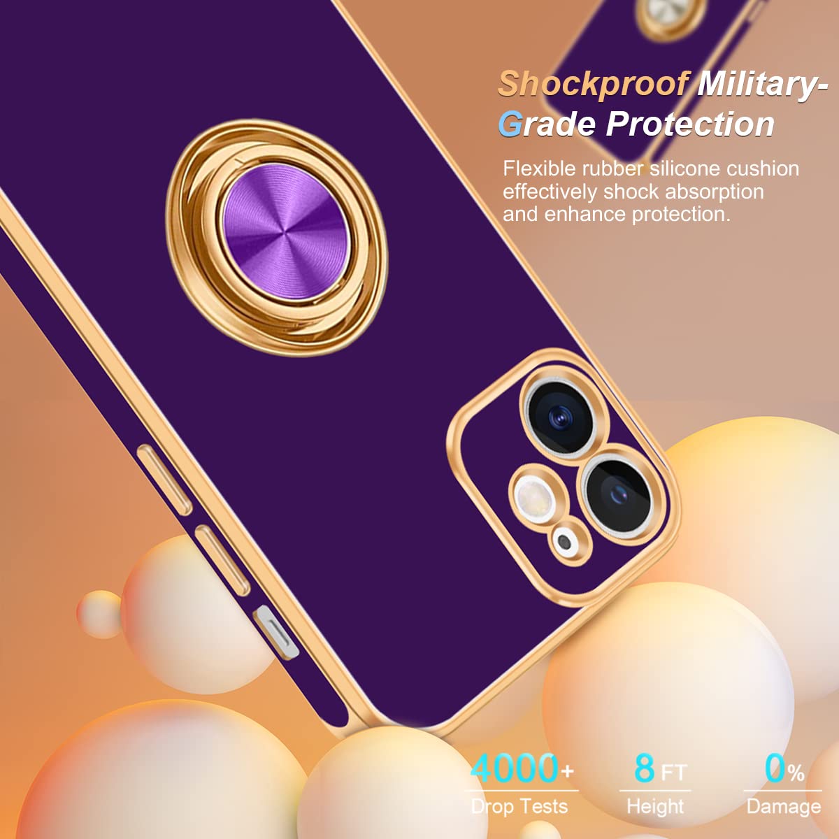 Fingic Compatible With Iphone 11 Case[With 360 Rotatable Ring Holder Kickstand] [Support Magnetic Car Mount] For Women Men Slim