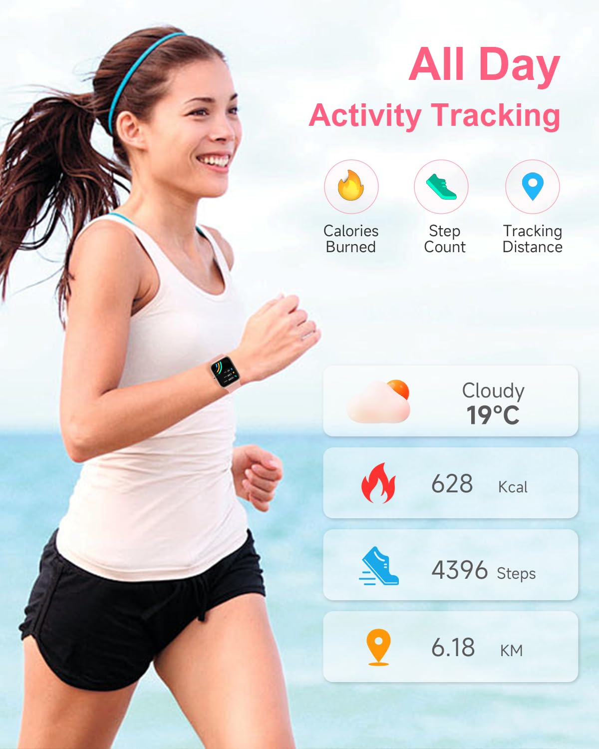 Mxq Fitness Smart Watch For Women Men, Android Ios Iphone Compatible, Ip68 Waterproof, 1.91    Lager Screen With Text And Call,