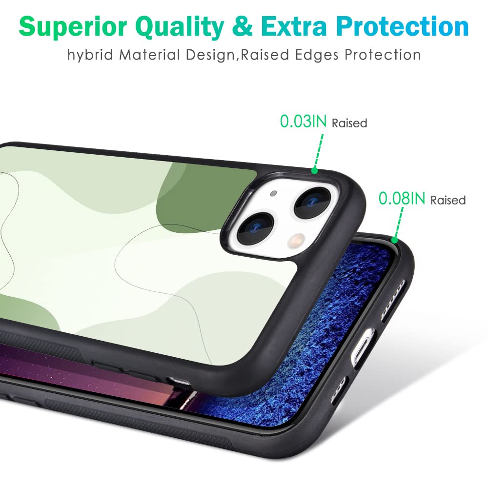 Maycari Compatible With Iphone 13 Mini Case For Children Women Abstract Line Art Sage Green Design, Hard Back Cover With Aesthet