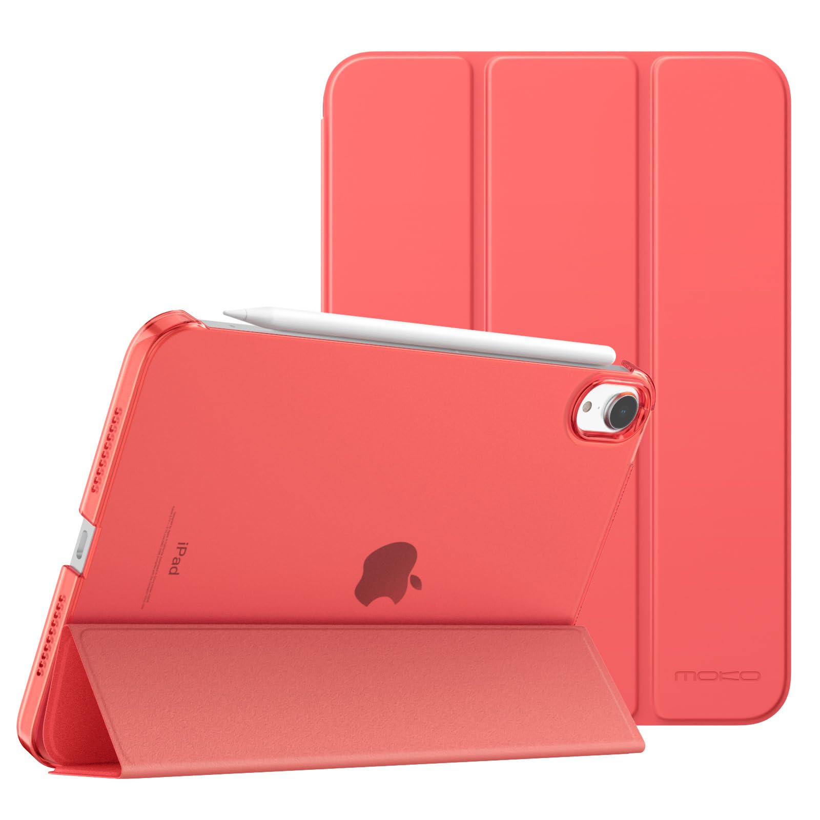 MoKo for iPad Mini 7 (A17 Pro) Case 2024,iPad Mini 6 Case 2021,8.3 inch iPad Mini 7th/6th Generation Case,Slim Lightweight Hard Back Shell Stand Cover for iPad Mini 2024 with Touch ID, Tangerine