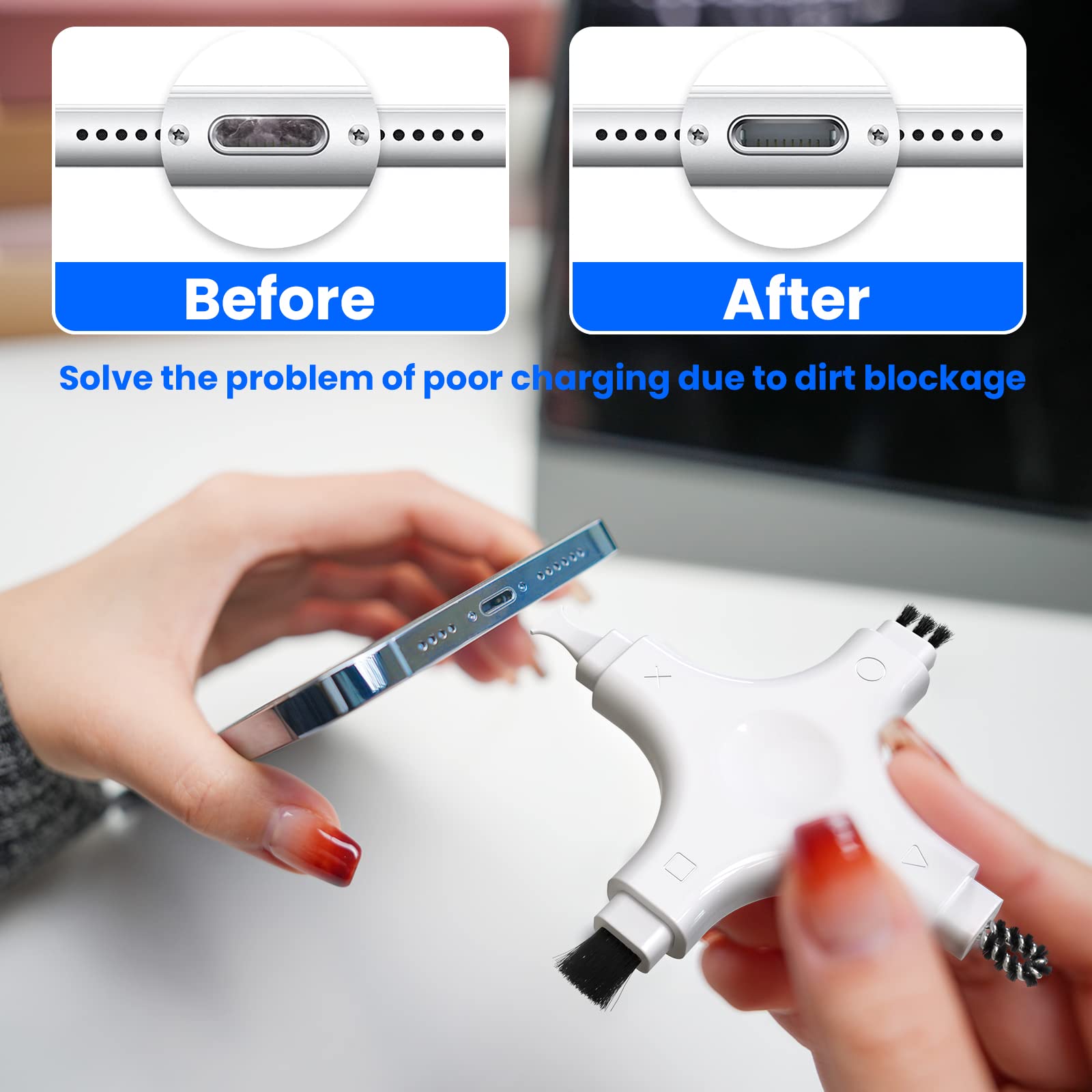 Codogoy Iphone Cleaning Kit Port Cleaner Repair & Restore Tool Soft Brush Cleaning Tool Fit For All Devices