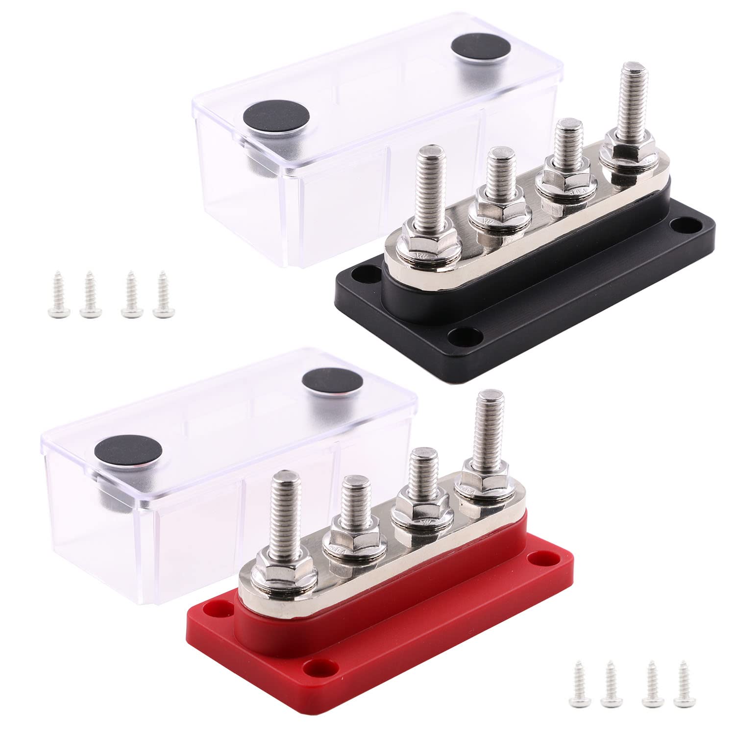 Gloaso Copper Bus Bar 300A 4X 5/16    Studs Terminals Blocks For Batteries High Voltage Current For Car Trucks Marine Solar Appl