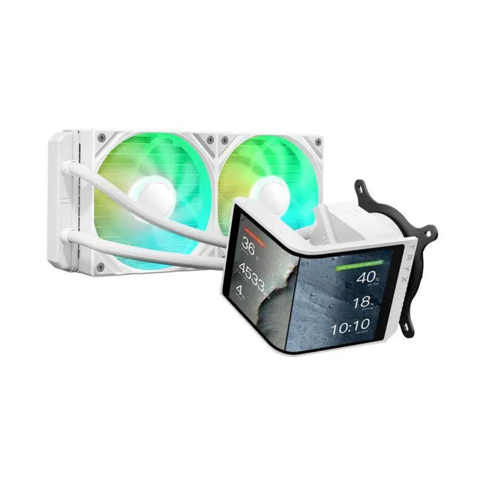 TRYX PANORAMA SE 240 ARGB WHITE 240mm AIO Rotatable 6.67 AMOLED Curved Screen 3D Anamorphic Effect Customizable AIO Cooler 240