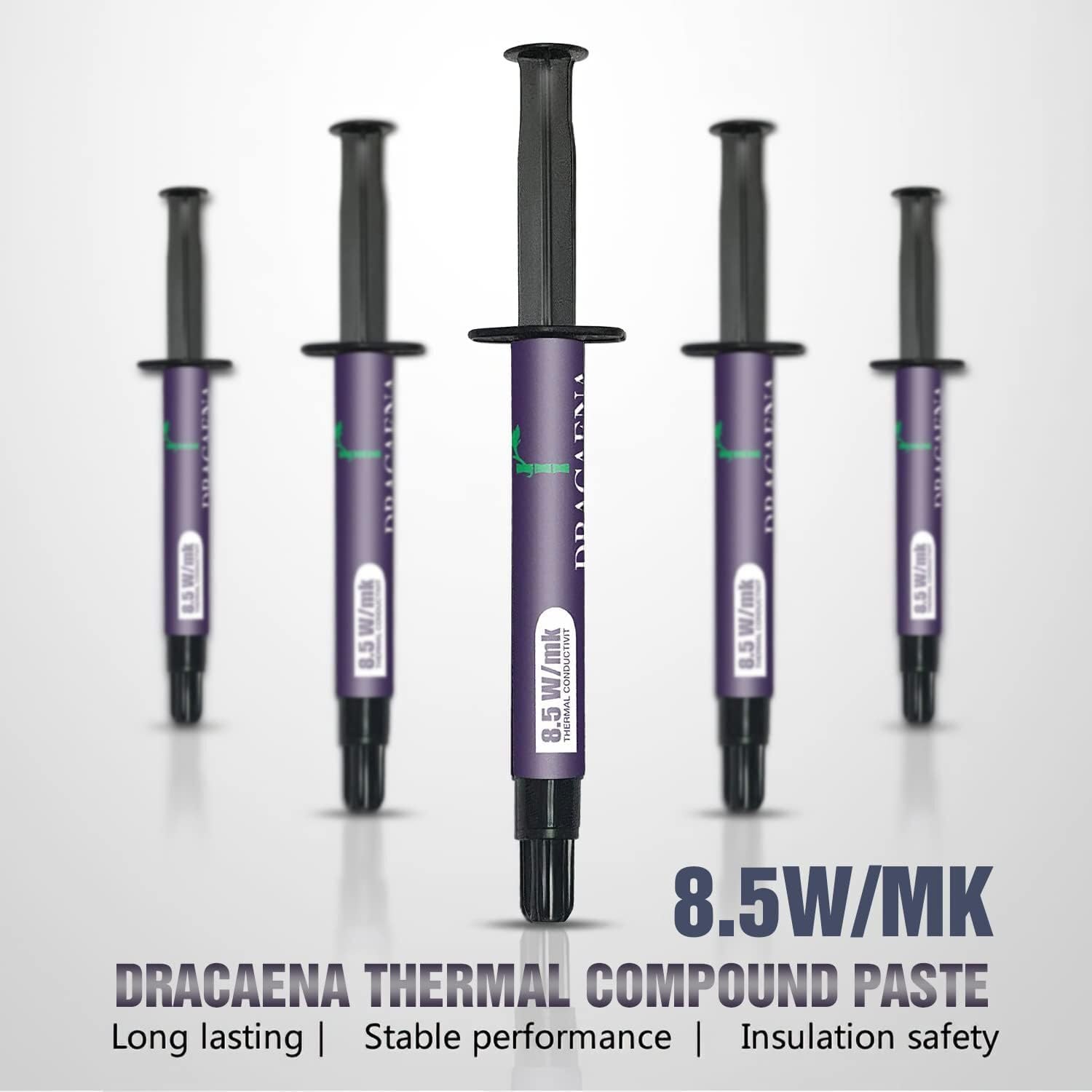 Dracaena 5 Pack Of Thermal Compound Paste (4 Gram), Carbon Based High Performance, Heatsink Paste, Thermal Compound Cpu For All
