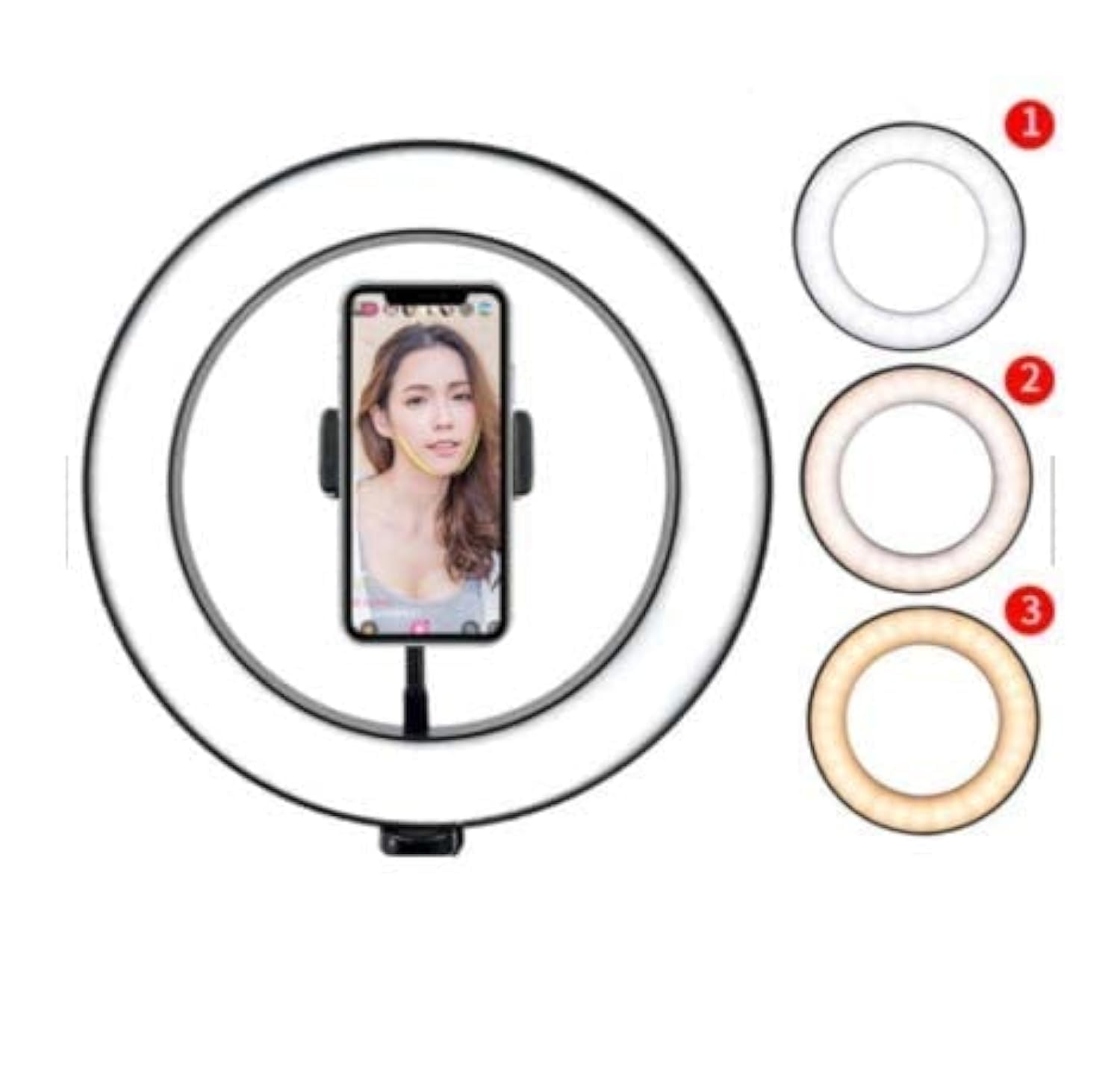 Meea Led Ring Light 10 Inches   O Ring Lights With Phone Holder, 3 Dimmable Color 10 Brightness Levels, Led Lighting For Phone/S