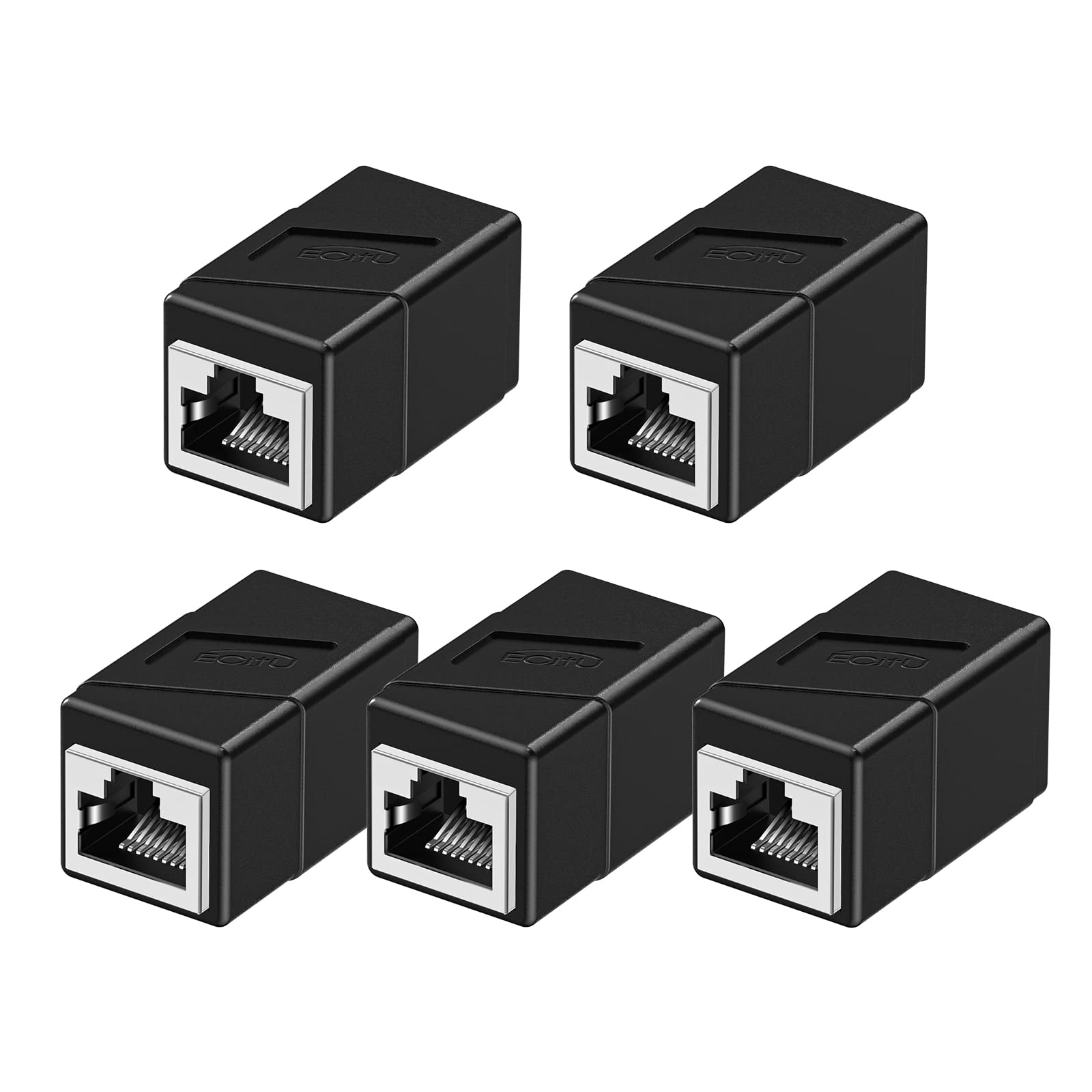 Rj45 Coupler, 5 Pack Ethernet Adapters Female To Female, Ethernet Cable Extender Adapter, 8 Pin Modular Straight Through, Network Connectors For Cat8/Cat7/Cat6/Cat6A/Cat5E/Cat5 Ethernet Cable(Black)