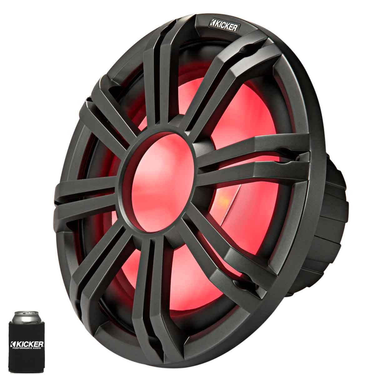 Kicker Kmf124 12'' Marine Subwoofer With Led Charcoal Grill 4 Ohm For Free Air Applications