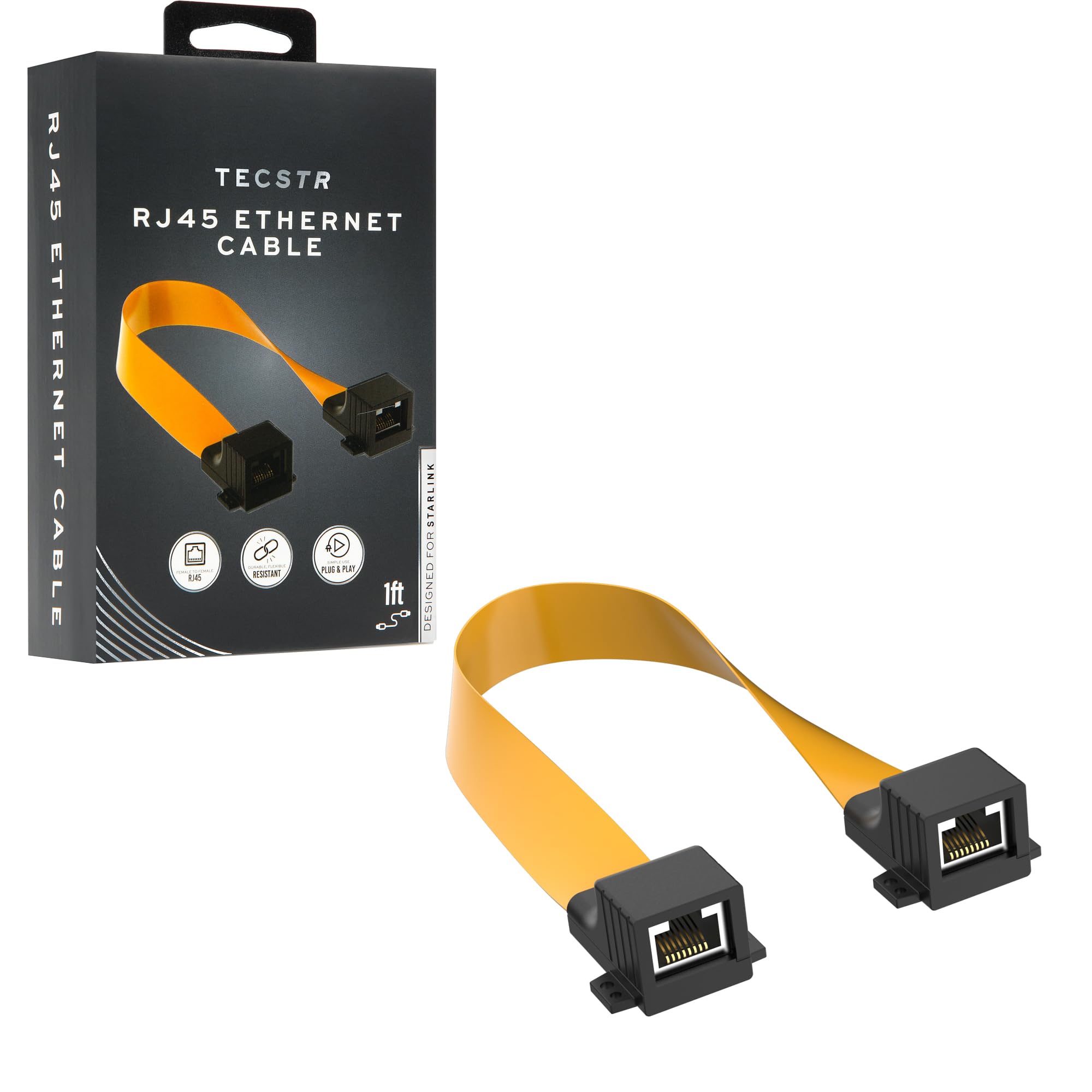 TECSTR RJ45 Ethernet Flat Jumper Adapter for Starlink Kits 12 Thin Cable Connection Easy Install ABS Connector FPC Cable Indoor/