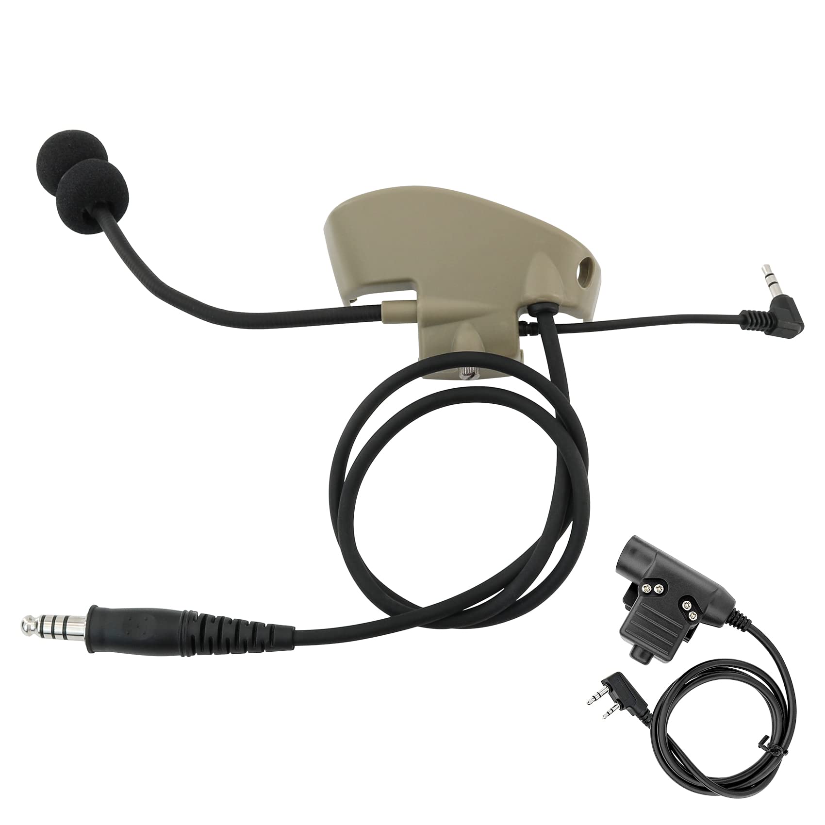 Tsvisioncore Microphone & Ptt For Howard Leight Impact Sports Noise Cancelling Headphones Airsoft(Tan)