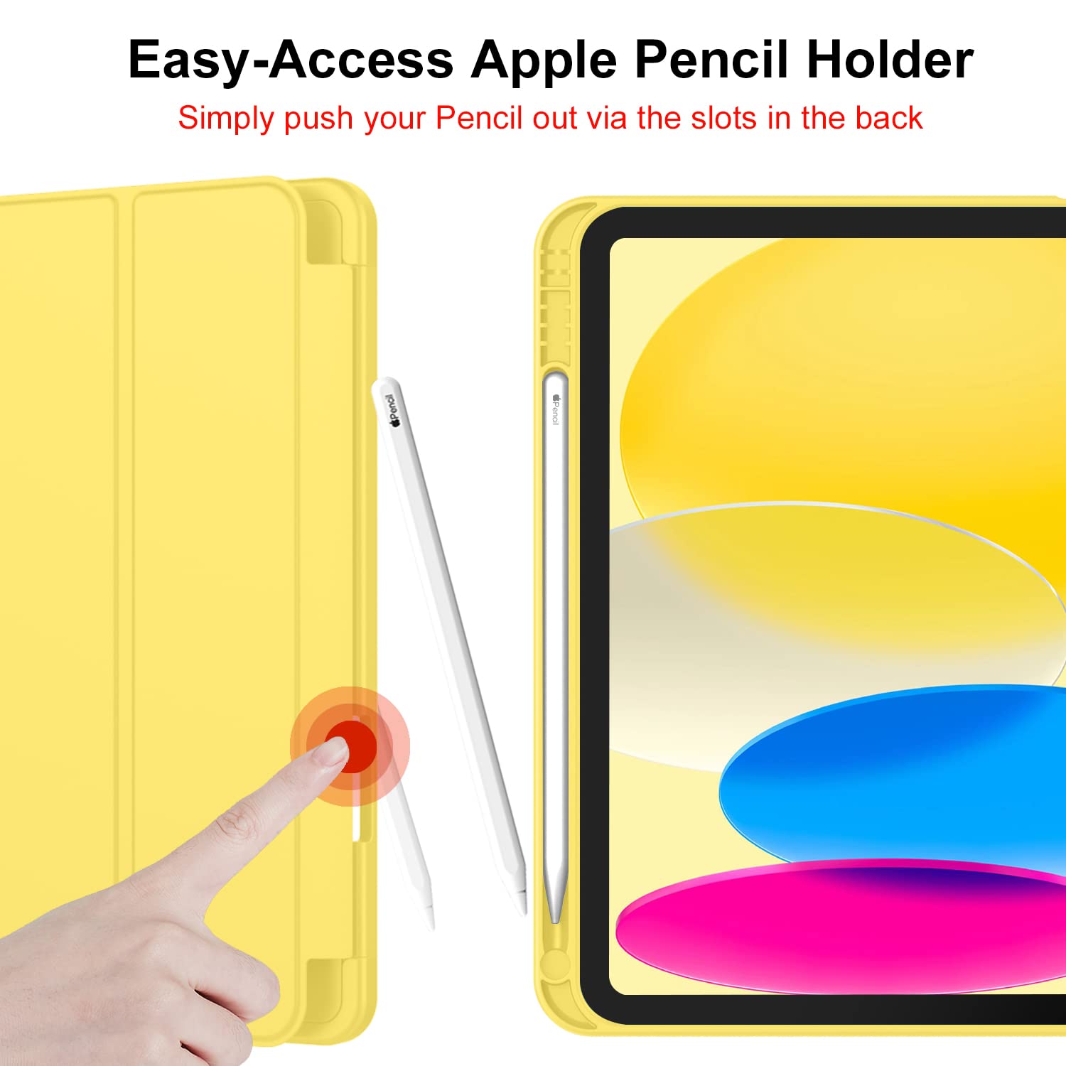 Imieet New Ipad (A16) 11Th Generation Case 11 Inch 2025, Ipad 10Th Generation Case 2022 10.9 Inch With Pencil Holder, Trifold Stand Smart Cover With Soft Tpu Back,Auto Wake/Sleep(Yellow)