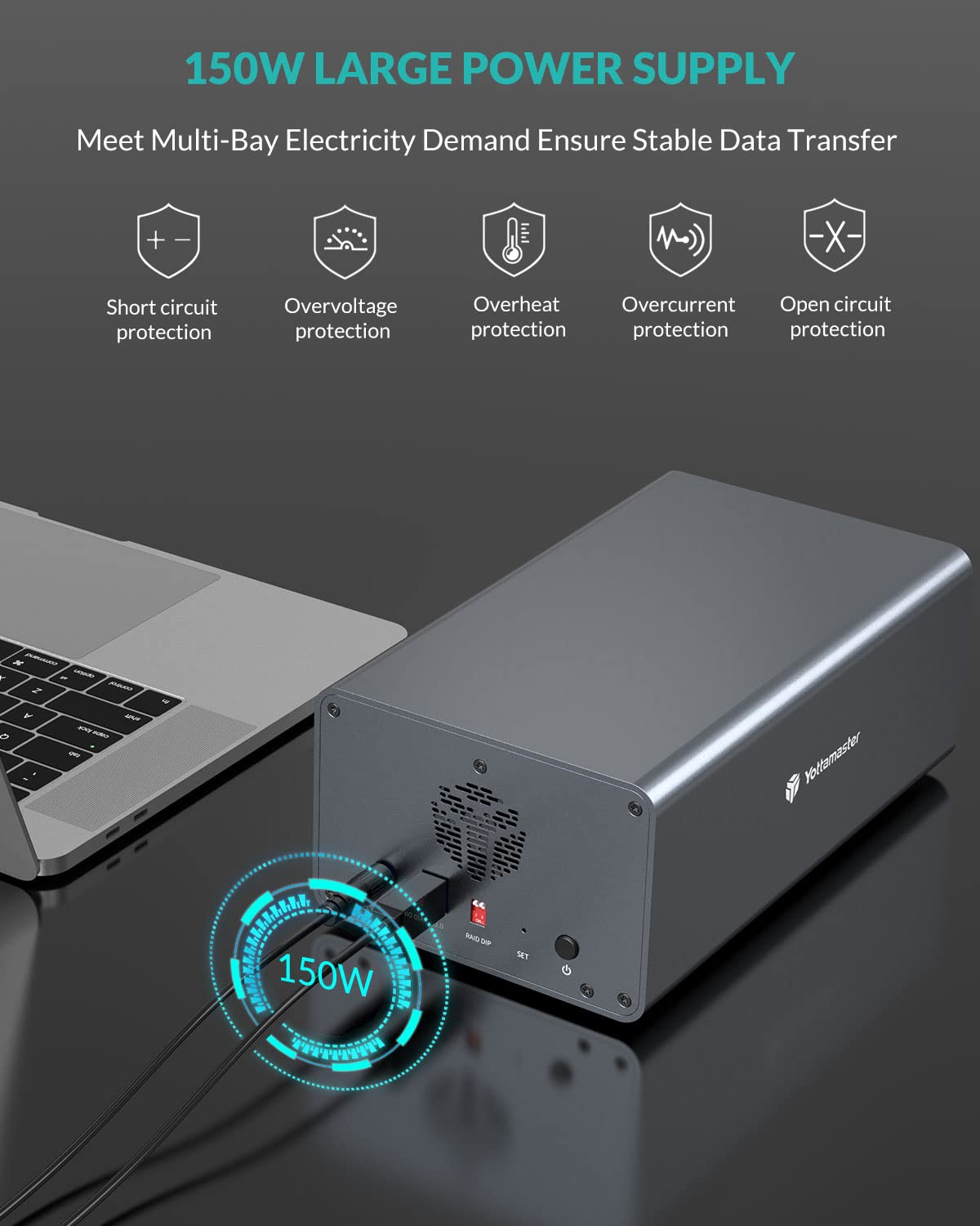 Yottamaster 2 Bay Raid External Hard Drive Enclosure For 2.5'' & 3.5'' Sata Hard Drives, Usb3.0 Raid Enclosure Support 36Tb & Ra