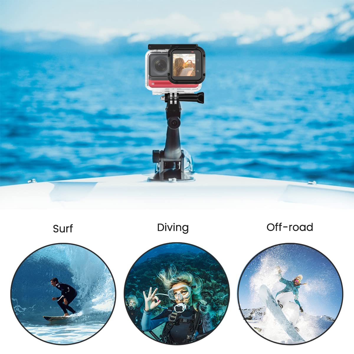 Dive Case For Insta360 One Rs 4K Edition Action Camera, Waterproof Housing Underwater Diving Shell 60M/196Ft With Thumbscrew Acc