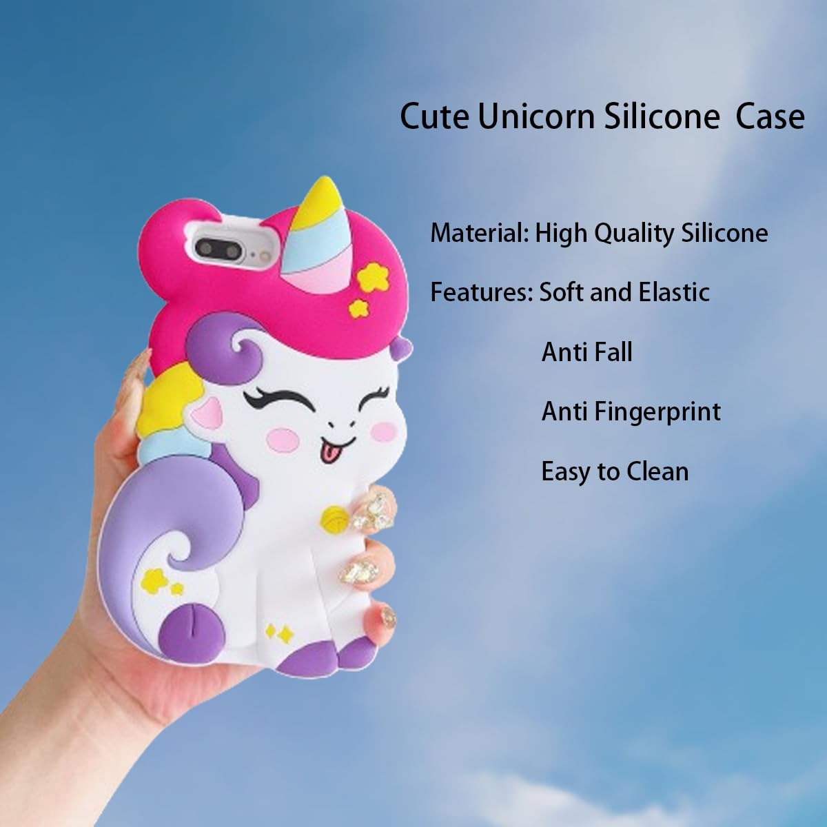 Wifantien 3D Cute Unicorn Soft Case For Iphone 7Plus/8Plus/6S Plus/6 Plus 5.5'' - Kawaii Fashion Character Unicorn Horse Kids Gi