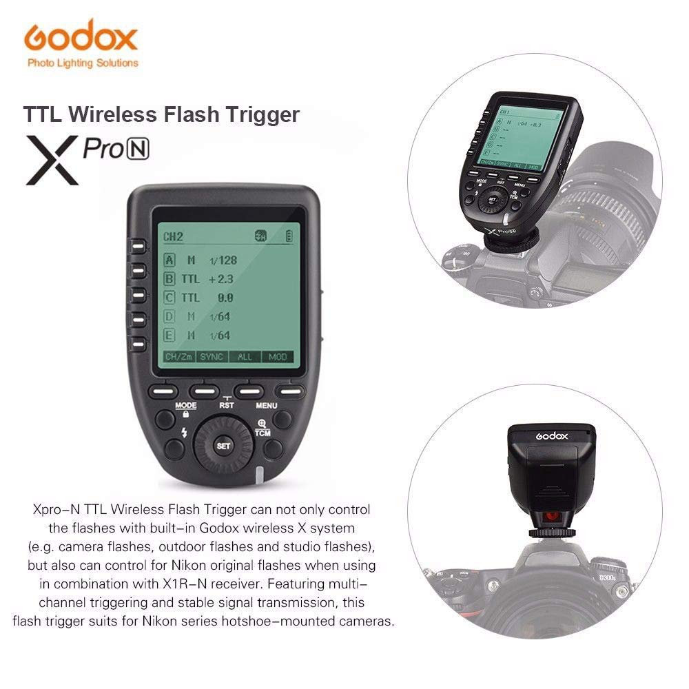 Godox Camera Flash Trigger Xpro N For Nikon Wireless Remote 2.4Ghz 1/8000S Hss Ttl Convert Manual Large Screen Design Customizab