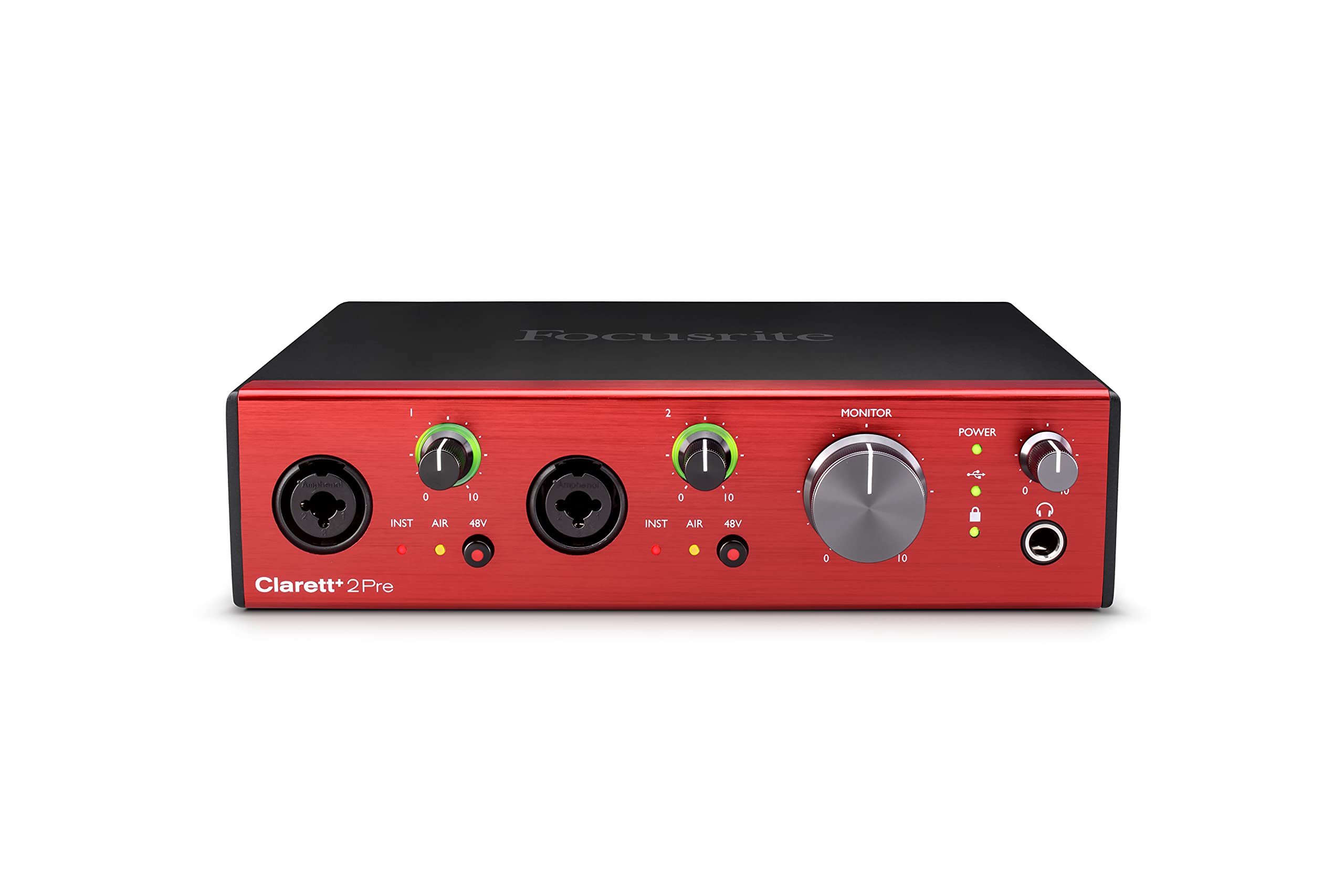 Focusrite Clarett+ 2Pre USB-C Bus-Powered Audio Interface for Music Production, with Two Professional Quality Pre-Amps and Power