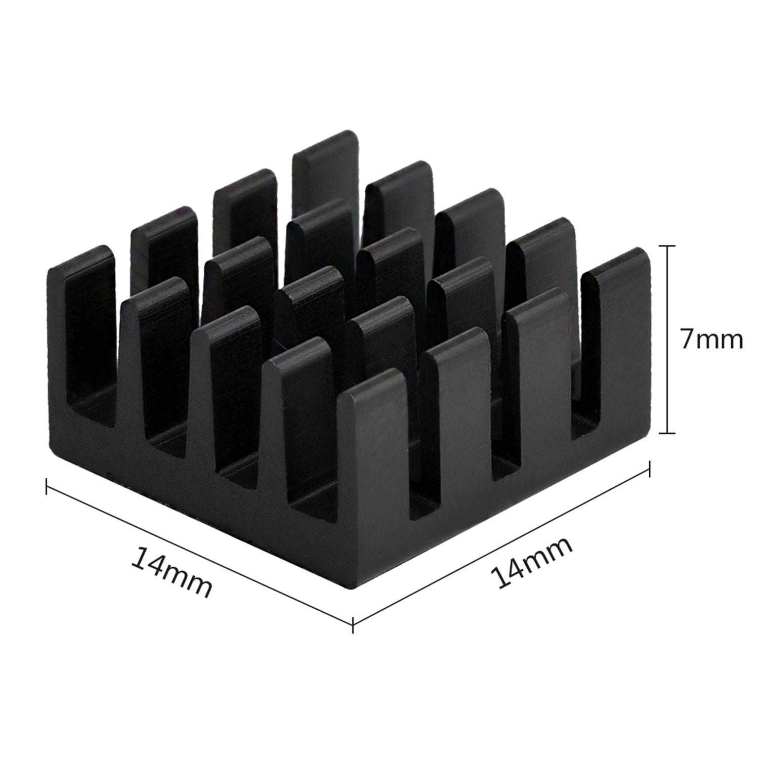 Easycargo 10Pcs 14Mm Heatsink 14X14X7Mm + Pre Applied 3M 8810 Thermal Conductive Adhesive Tape For Cooling Cooler Gpu Chips Vram Vga Vram Ram (14Mmx14Mmx7Mm) (Black 14Mm)