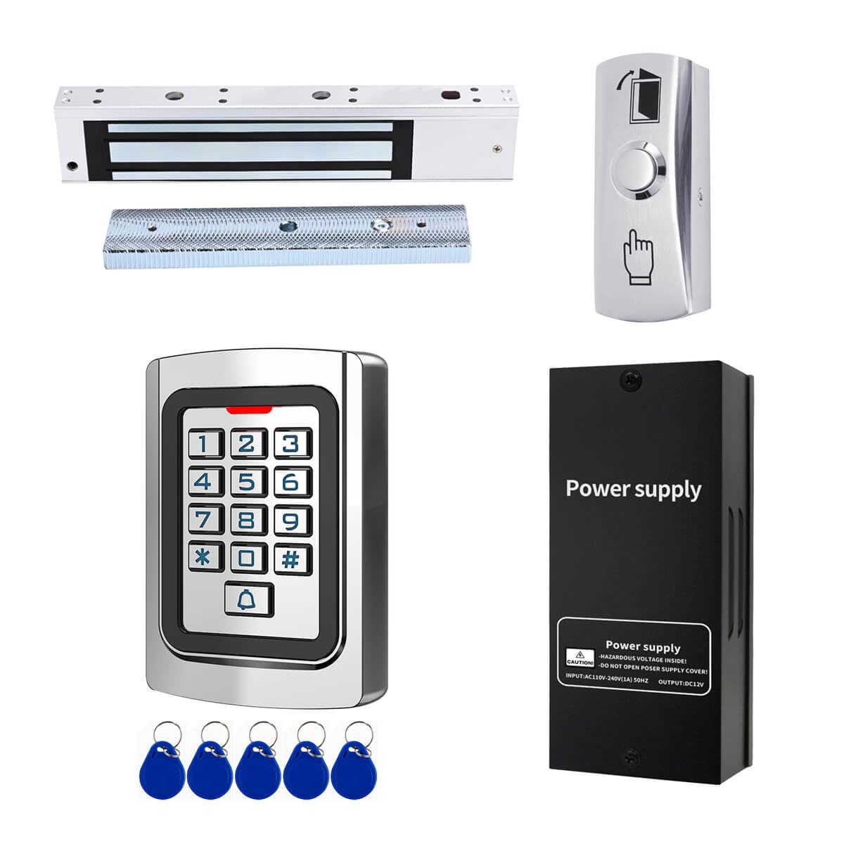 Door Access Control System 600lb Electric Magnetic Door Lock Kit Waterproof Keypad ID Card Smartphone Tuya App Remote Control