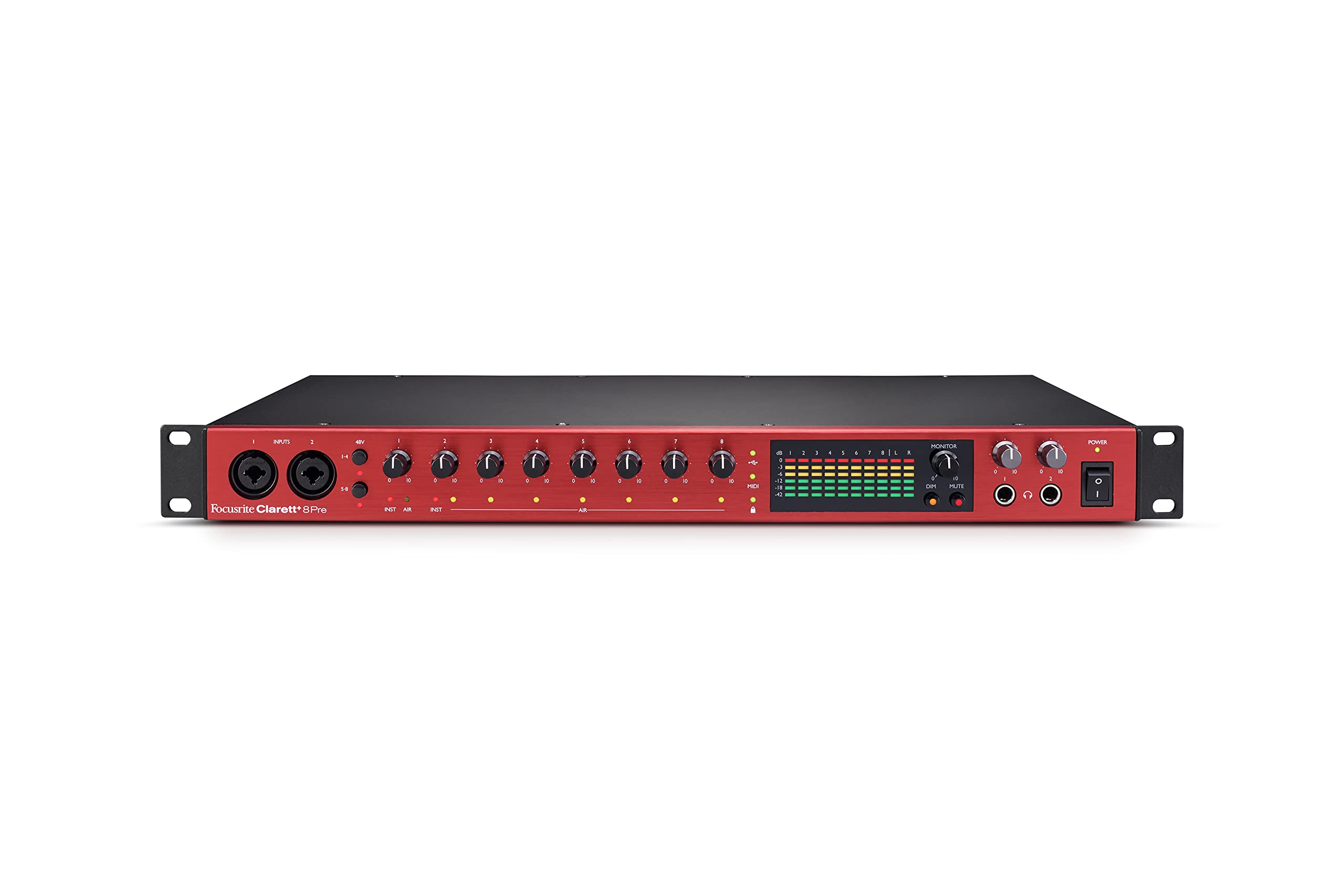 Focusrite Clarett+ 8Pre Studio-Grade 18-in/20-out Audio Interface for Established Producers -Eight High-Performance, Low-Noise, 