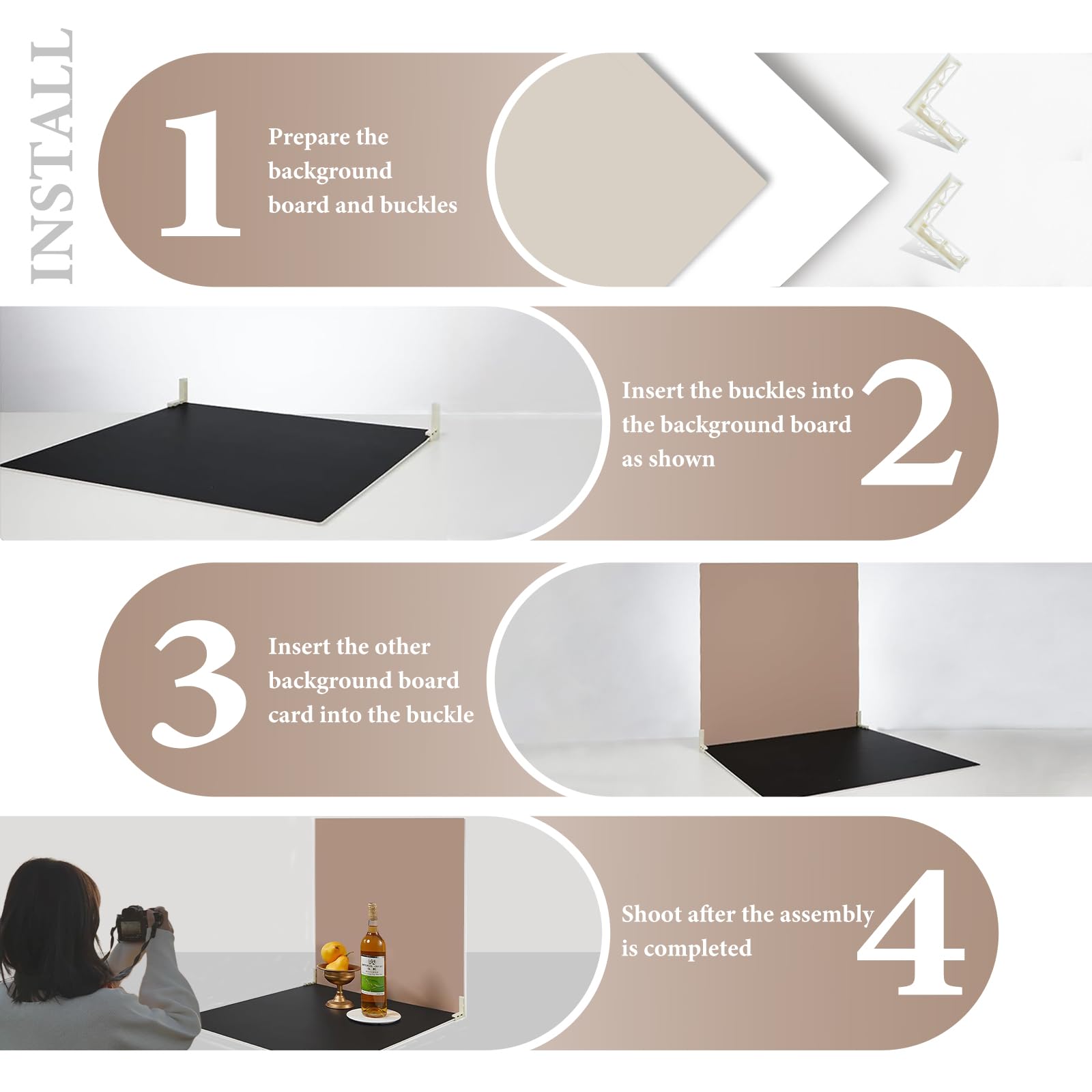 2 Sided 2 Pcs Morandi Photo Backdrop Boards, Flat Lay Food Photography Background, Durable Waterproof Product Photography, 24X24