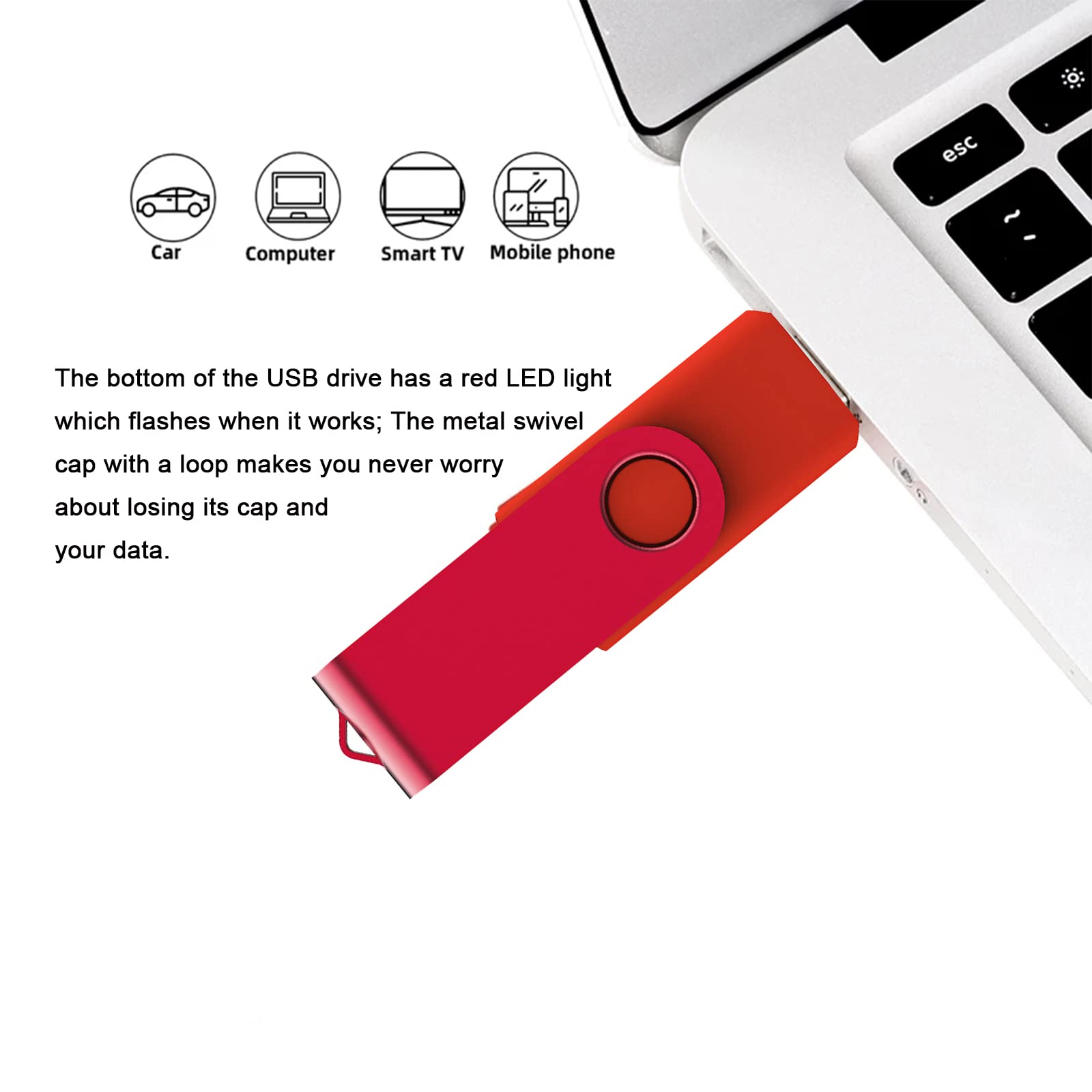 64Gb 10 Pack Usb Flash Drive Bulk Pack, Bulk Usb 2.0 Flash Drives Thumb Drive Swivel Memory Stick Jump Drive Pen Drive Zip Drive