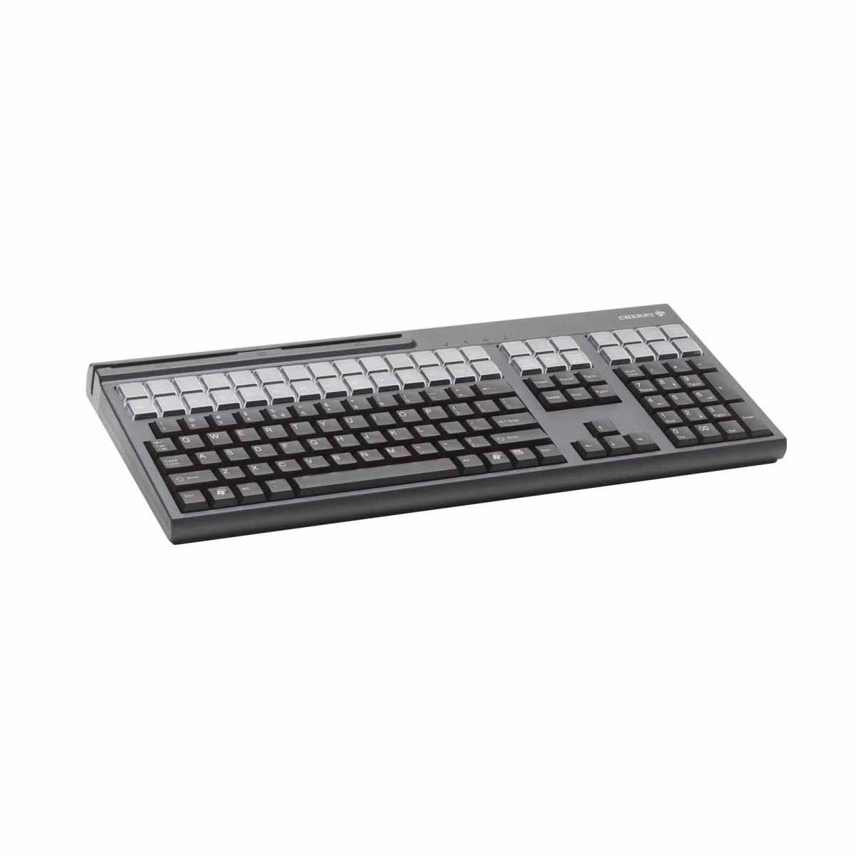 Cherry Electronics G86-71401EUADAA LPOS Keyboard with Touchpad, USB Interface, Qwerty US Key Layout, 17.4 W x 7.2 D x 1.3 H, Bla
