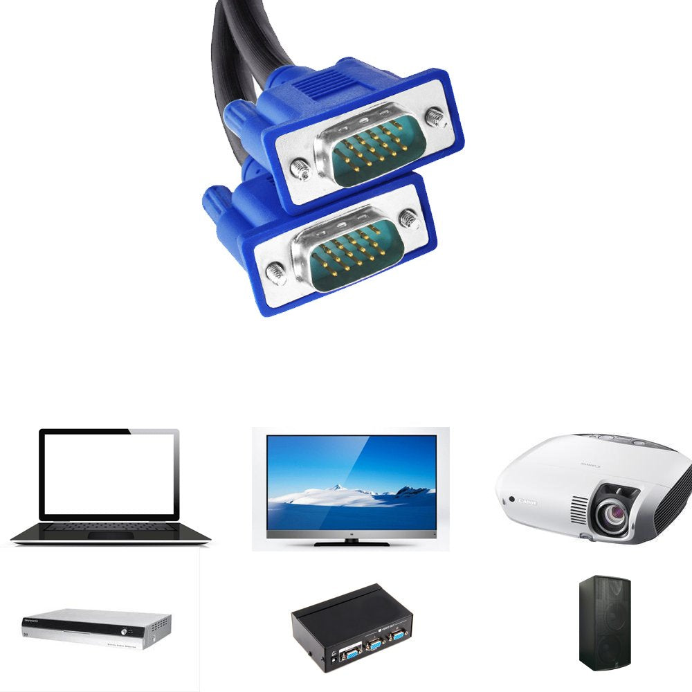 Lfhukeji Vga, Vga Vga Standard 15 Pin Vga Male To Vga Male Cable, 4.8Ft(3+5)