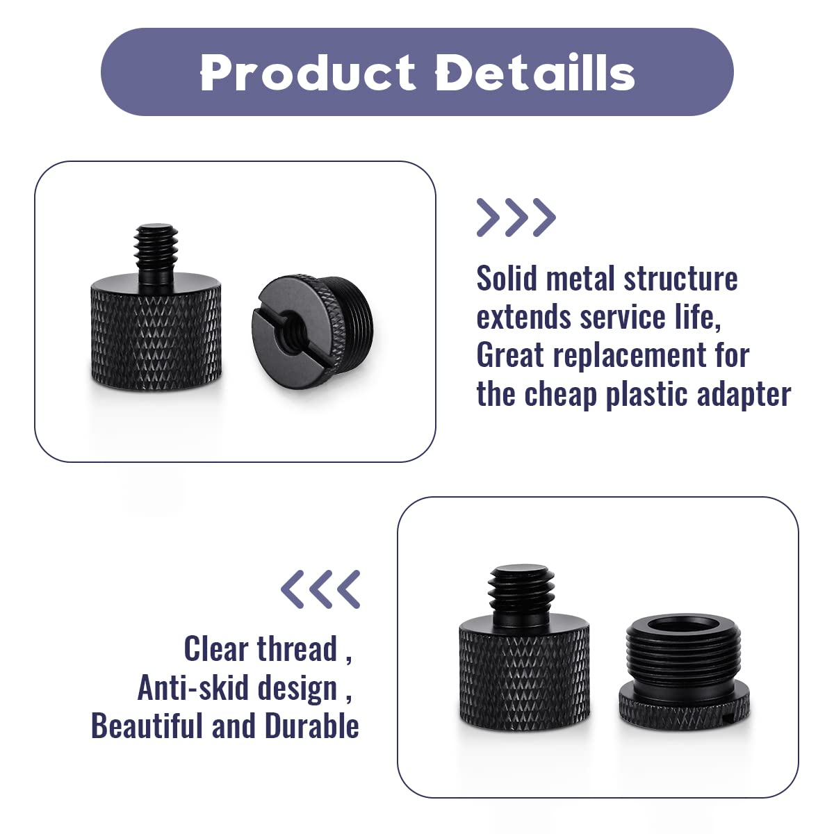 Tenalleys 8 Pack Mic Stand Adapter, 5/8 Female To 3/8 Male & 3/8 Female To 5/8 Male, Aluminum, Black