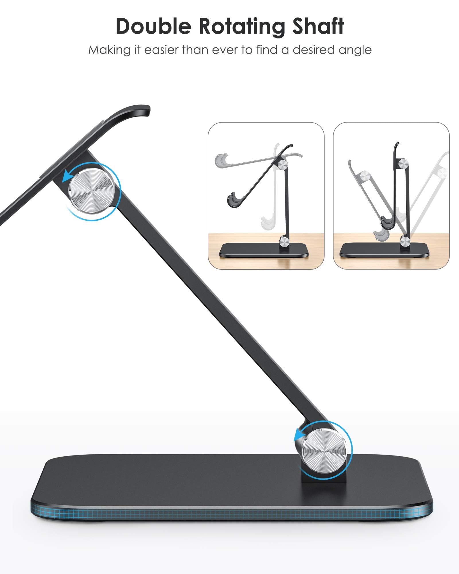 Omoton Upgraded Adjustable Tablet Stand Holder, Heavy Duty Foldable Portable Monitor Stand, Travel Essentials For Ipad Pro/Air/M