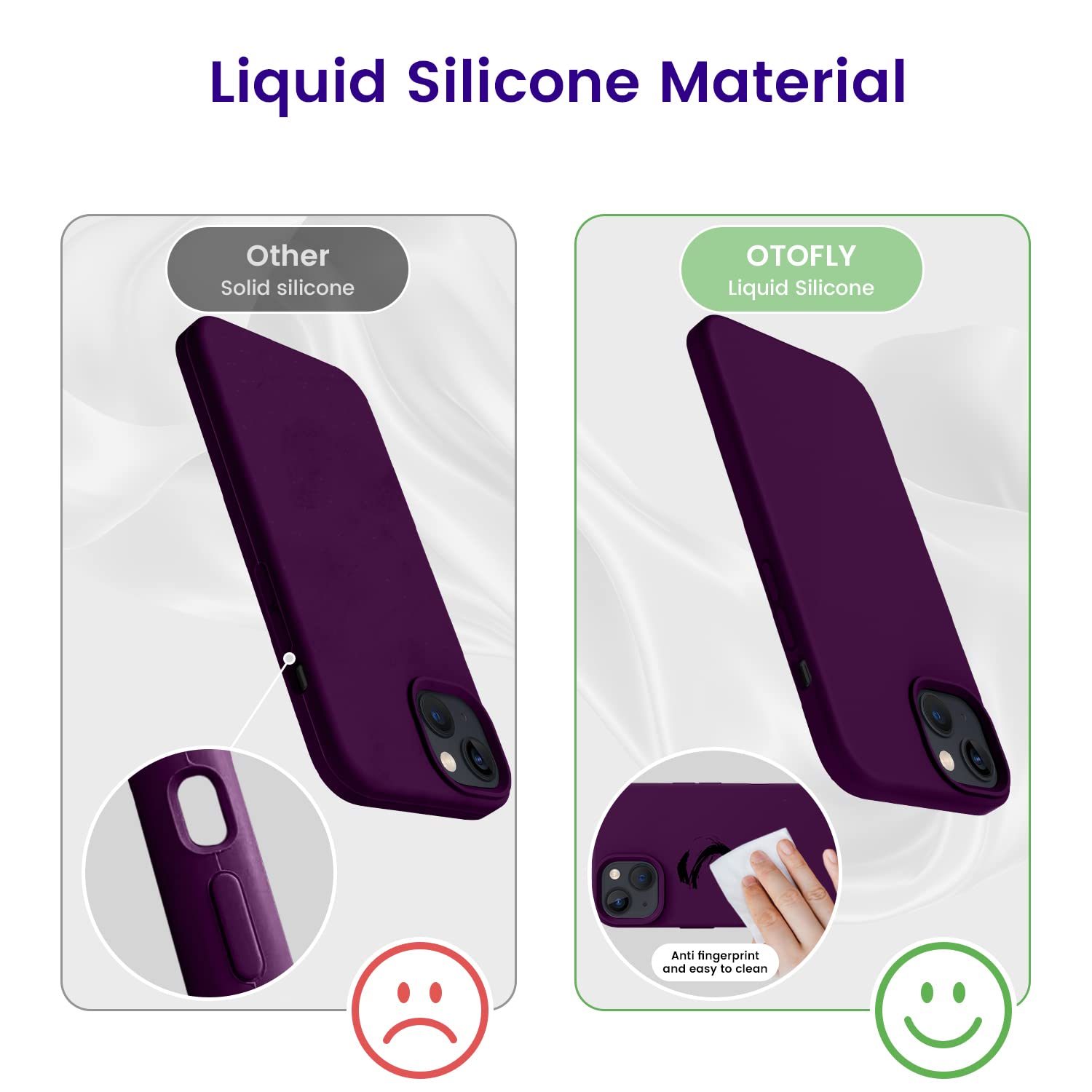 Otofly Designed For Iphone 13 Case, Silicone Shockproof Slim Thin Phone Case For Iphone 13 6.1 Inch Purple