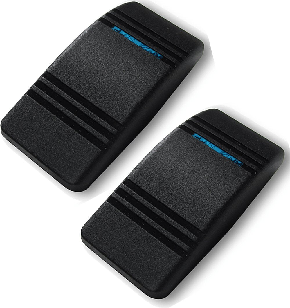 2X Carling Actuator/Rocker Hard Rubber Switch Cover Black W/Blue Slit Lens