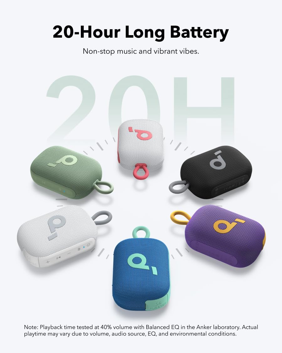 Soundcore Select 4 Go Bluetooth Shower Speaker By Anker, Ip67 Waterproof/Dustproof, Portable Wireless Speaker, 20H Playtime, Flo